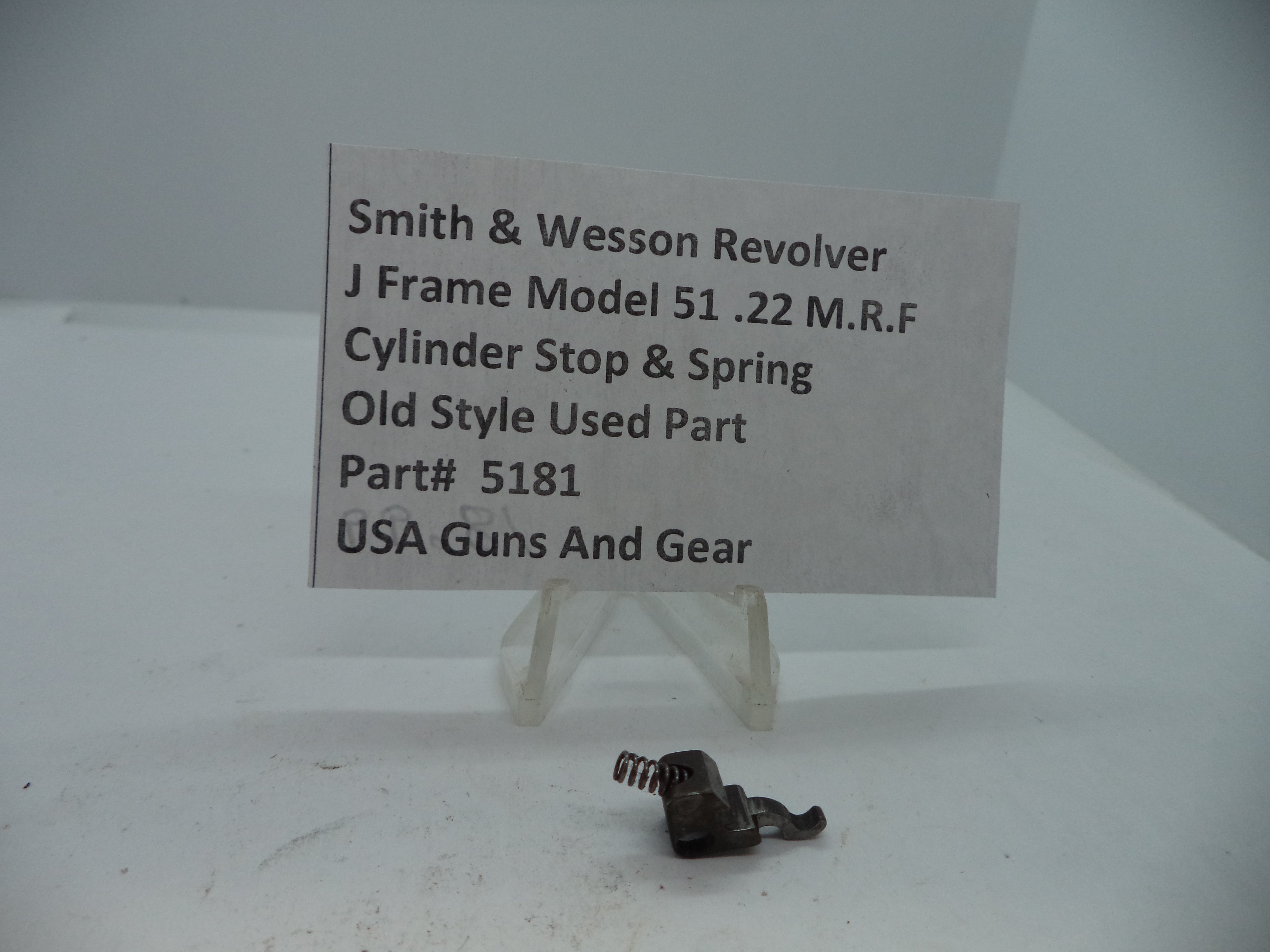 Smith & Wesson Model 51 J Frame Cylinder Stop & Spring .22 Magnum, Part# 5181