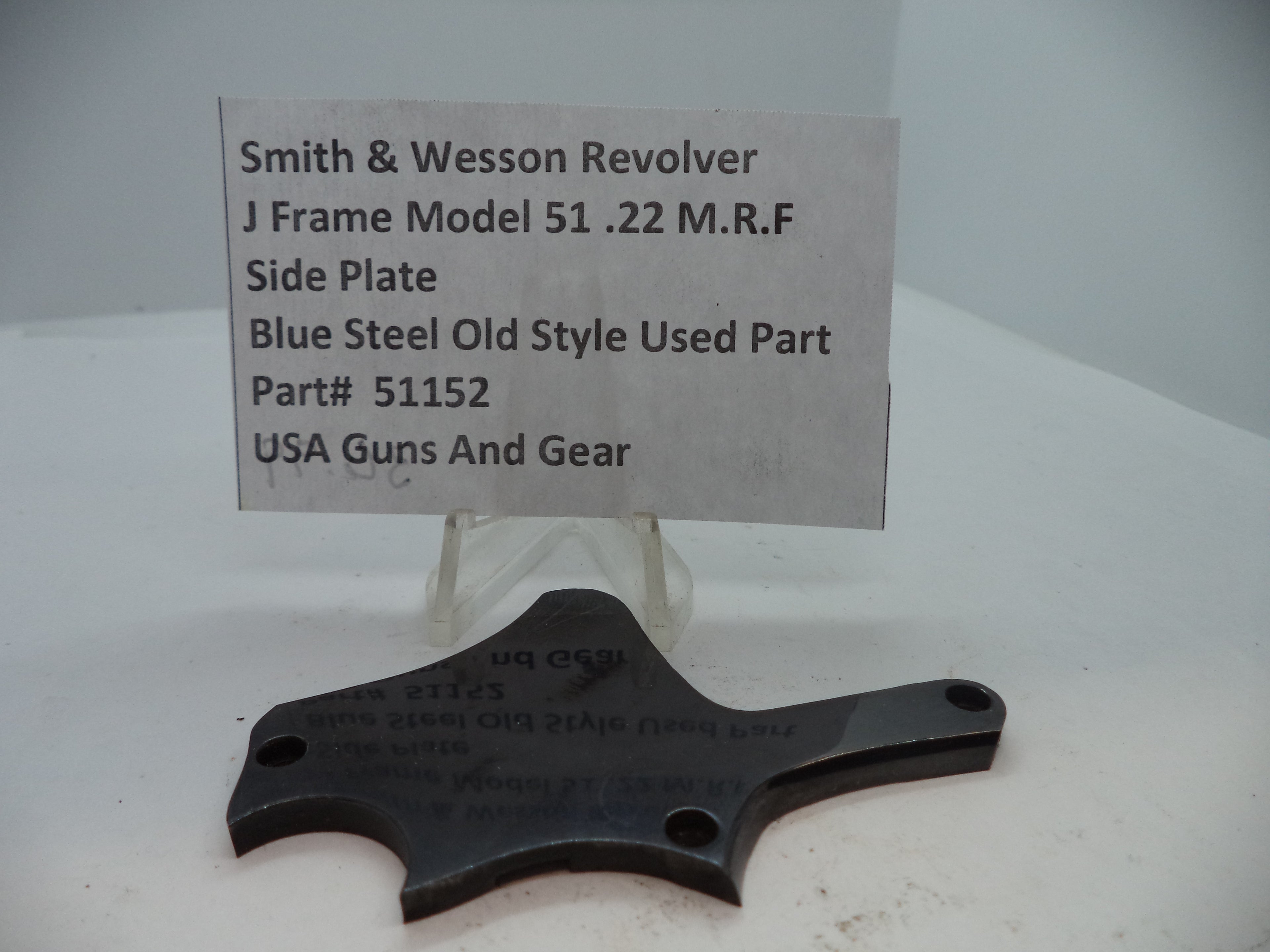 Smith & Wesson Model 51 J Frame Side Plate Blue Steel .22 Magnum, Part# 51152