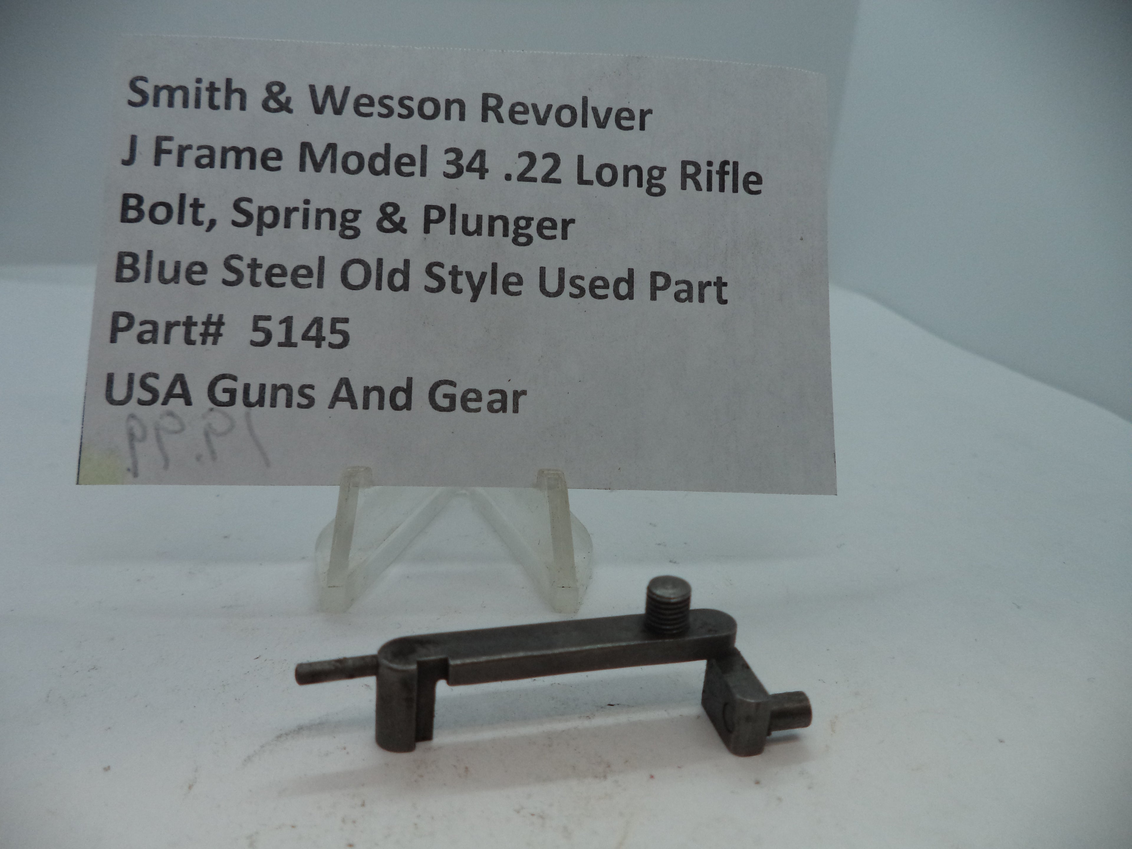 Smith & Wesson Model 51 J Frame Bolt, Spring & Plunger .22 Magnum, Part# 5145