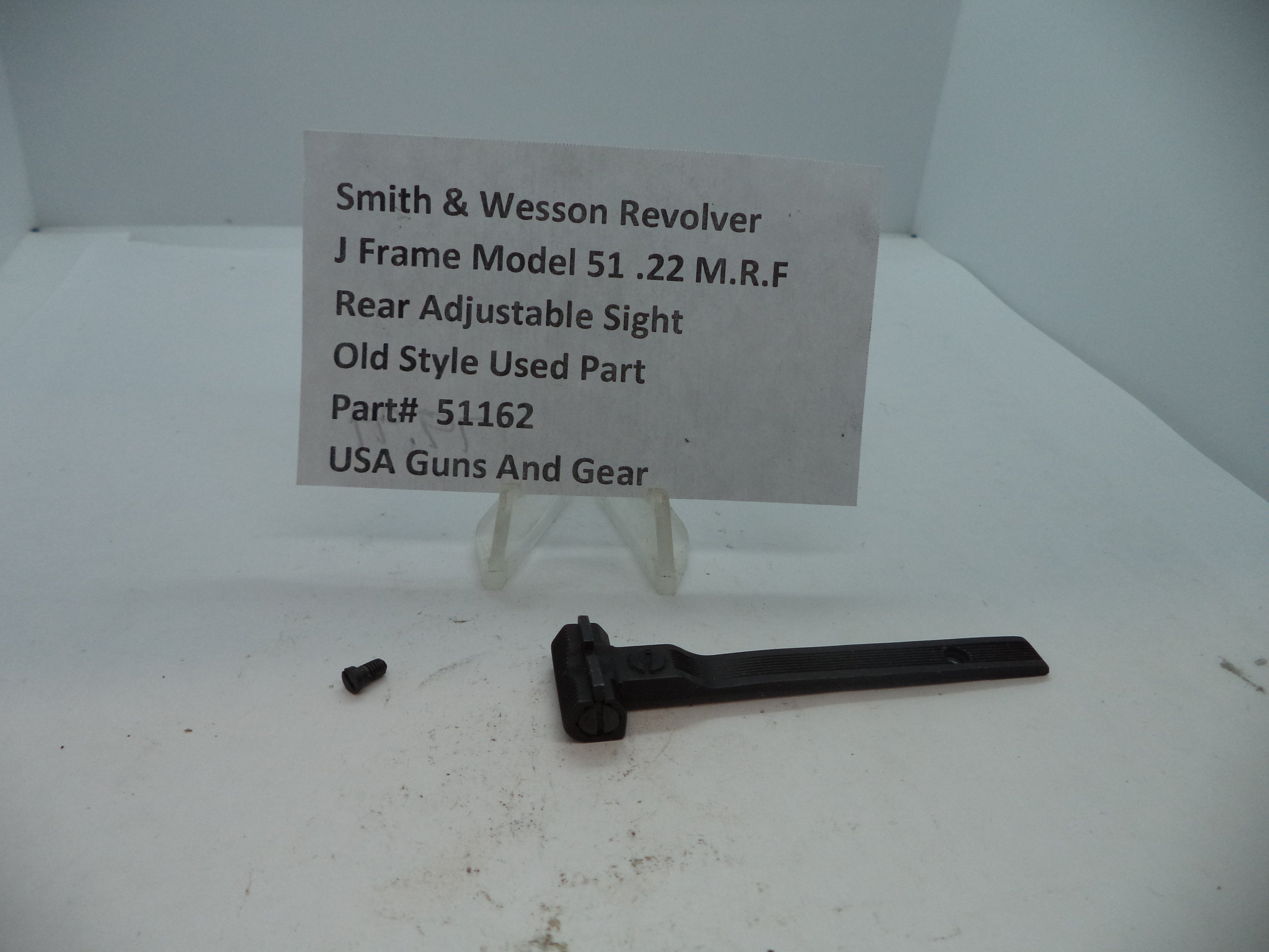 Smith & Wesson J Frame Model 51 Rear Adjustable Sight - .22 Magnum - Factory OEM Part #51162