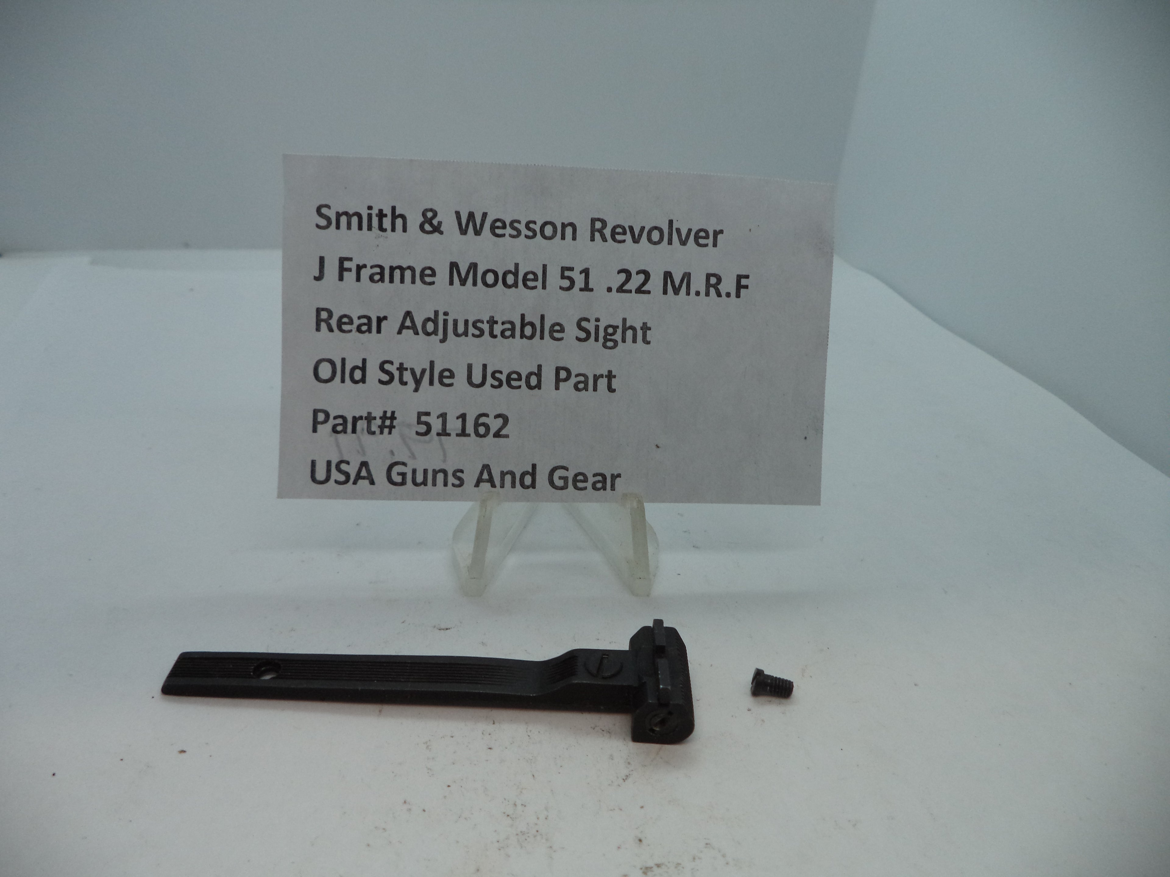 Smith & Wesson J Frame Model 51 Rear Adjustable Sight - .22 Magnum - Factory OEM Part #51162