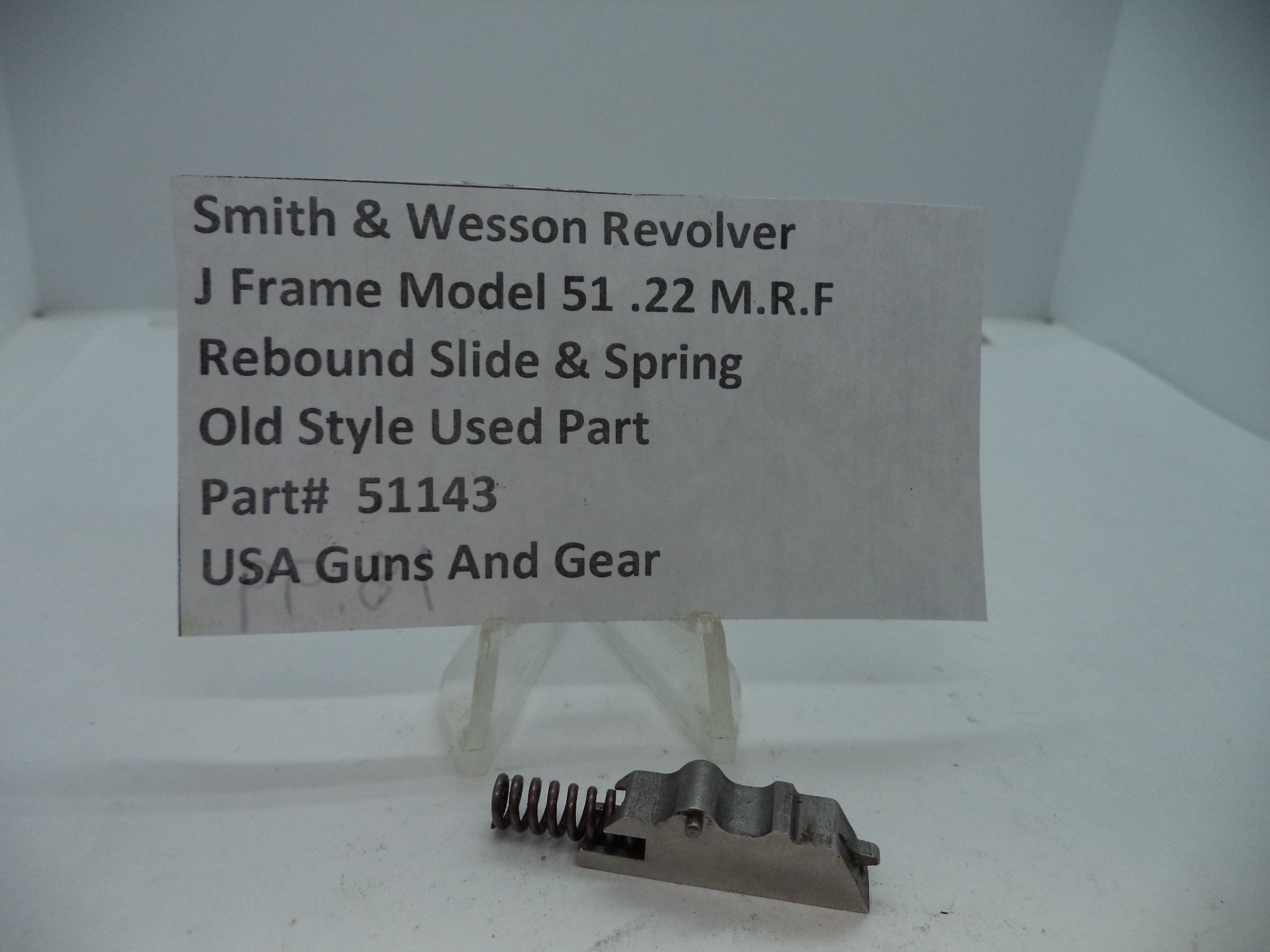 Smith & Wesson Model 51 J Frame Rebound Slide & Spring .22 Magnum, Part# 51143
