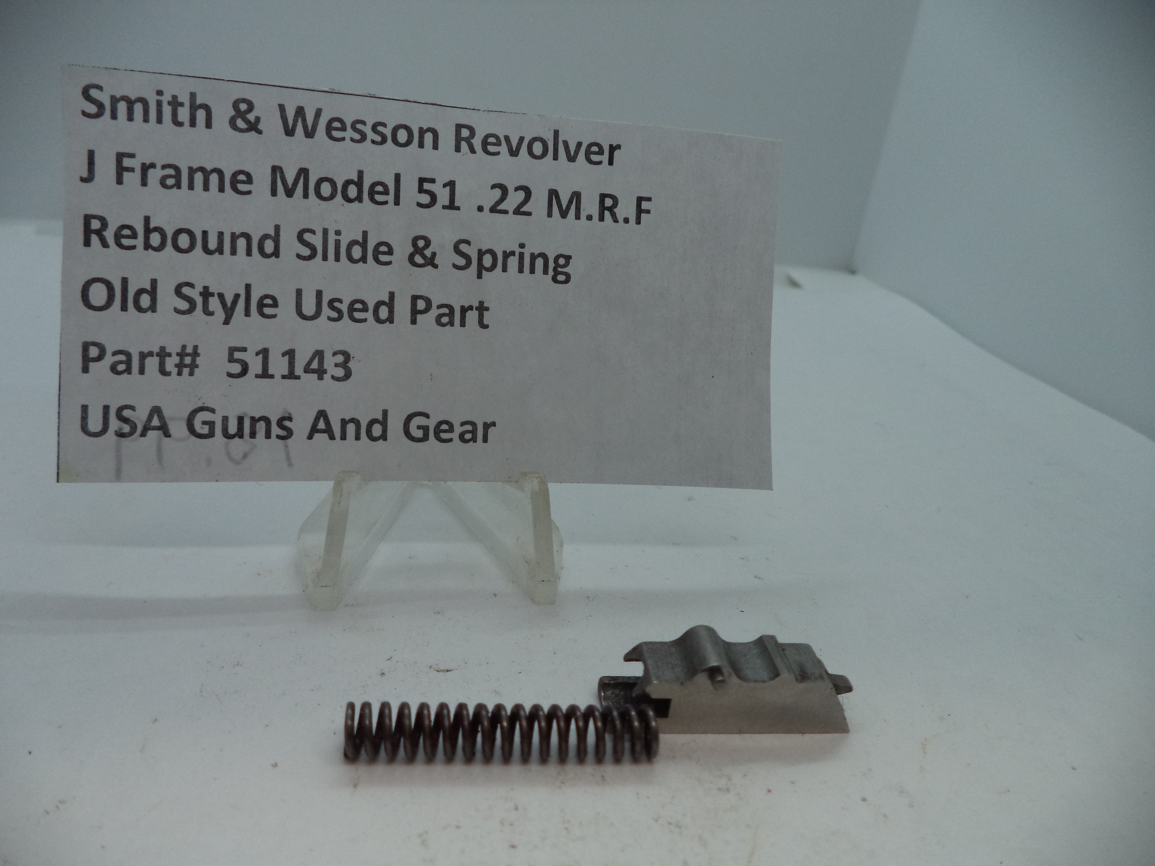 Smith & Wesson Model 51 J Frame Rebound Slide & Spring .22 Magnum, Part# 51143