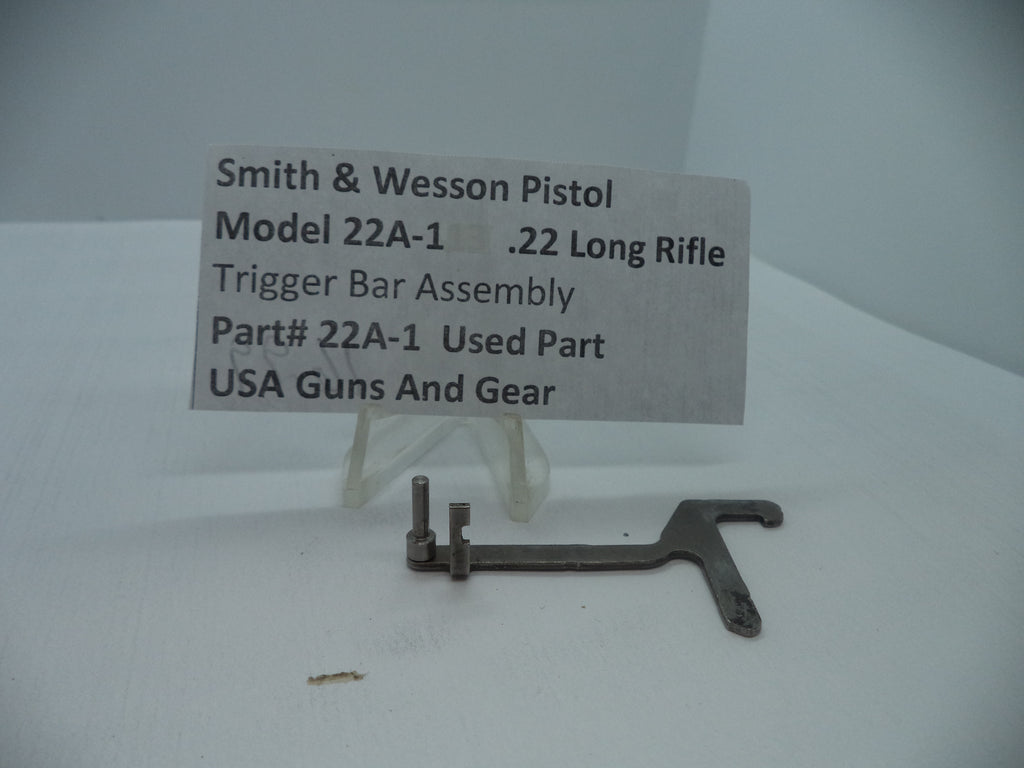 Smith & Wesson Pistol Model 22A-1 Trigger Bar Assembly, displayed on a white surface with a label providing product details.