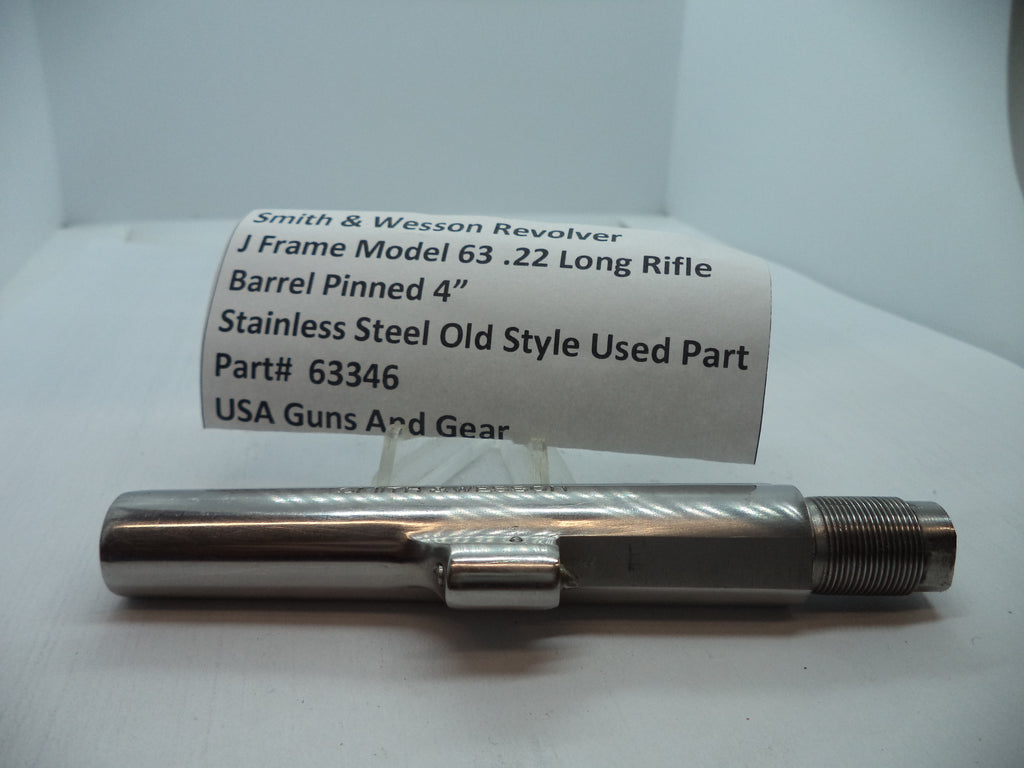 Smith & Wesson J Frame Model 63 Barrel - 4" Pinned Stainless .22 LR (Part 63346)