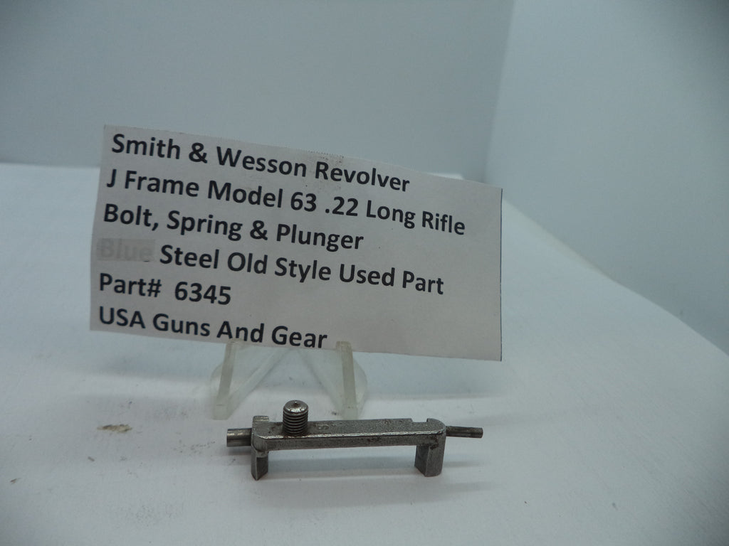 Smith & Wesson Model 63 J Frame Bolt, Spring & Plunger .22 LR Stainless, Part# 6345