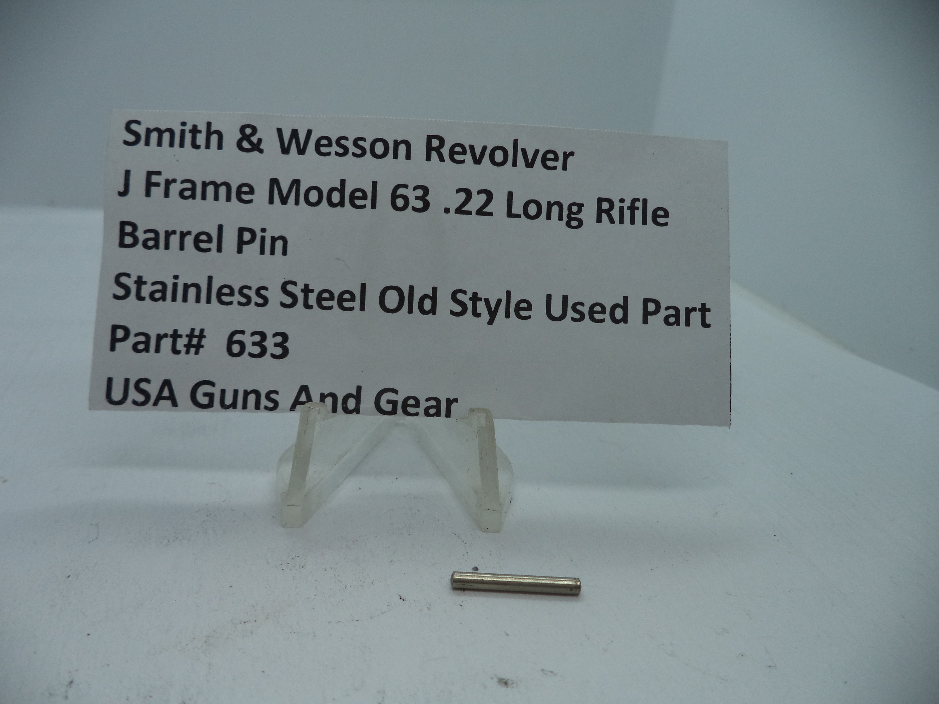 Smith & Wesson Model 63 Barrel Pin - Factory OEM Part #633 | .22 LR J-Frame Stainless