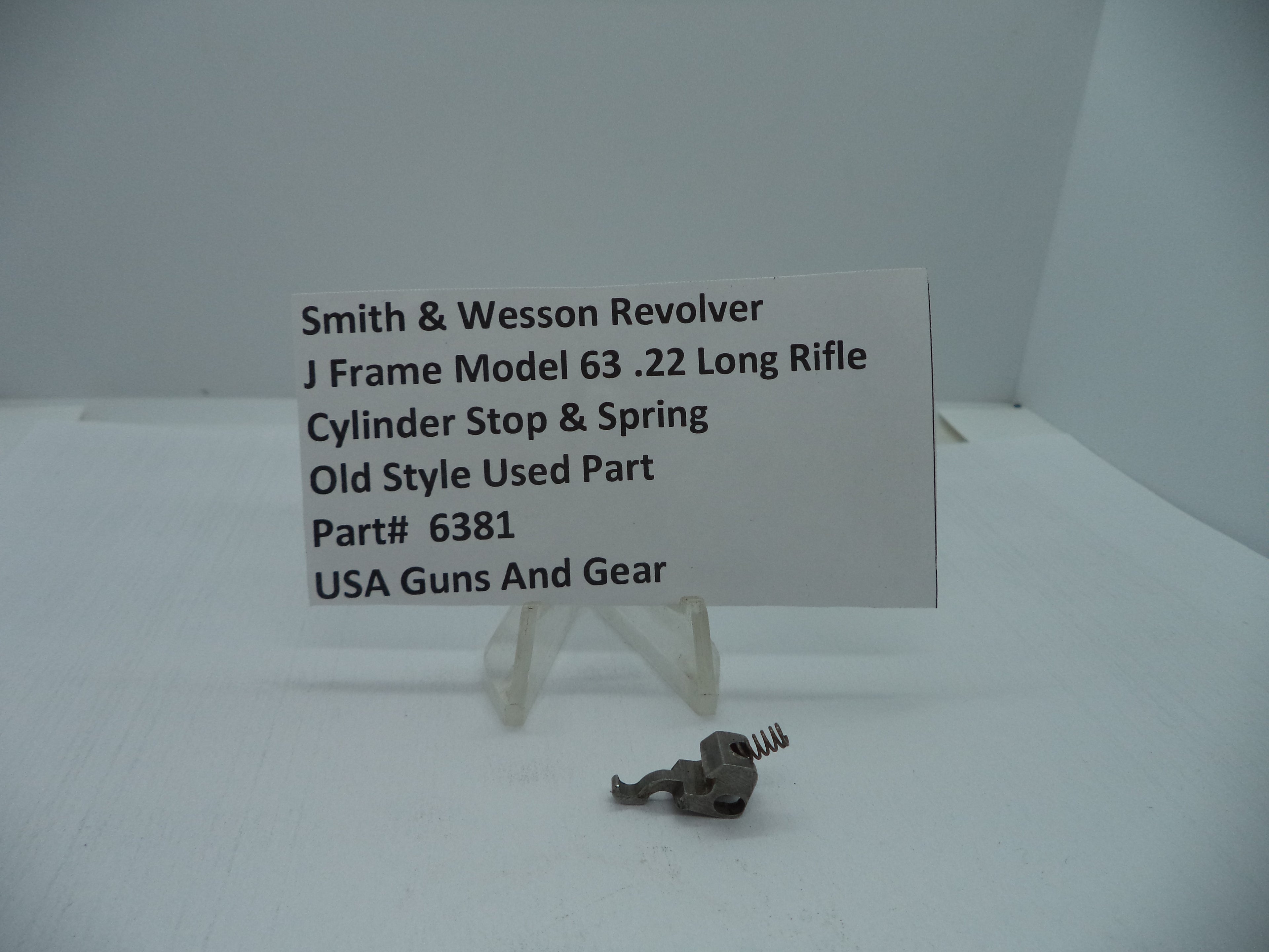 Smith & Wesson Model 63 J Frame Cylinder Stop & Spring .22 LR, Part# 6381
