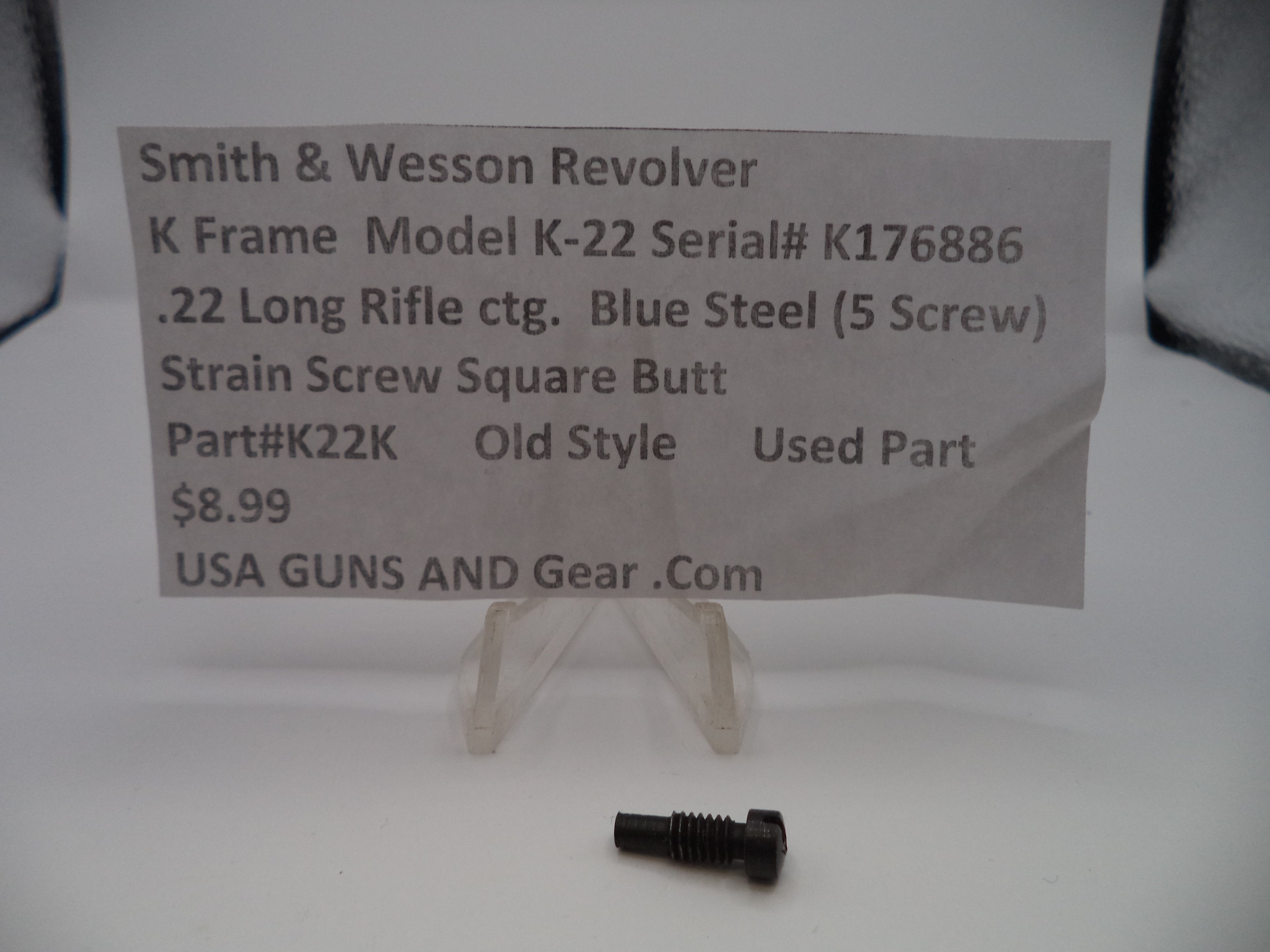 K22K S&W K Frame Model K22 Strain Screw Square Butt .22 Long Rifle