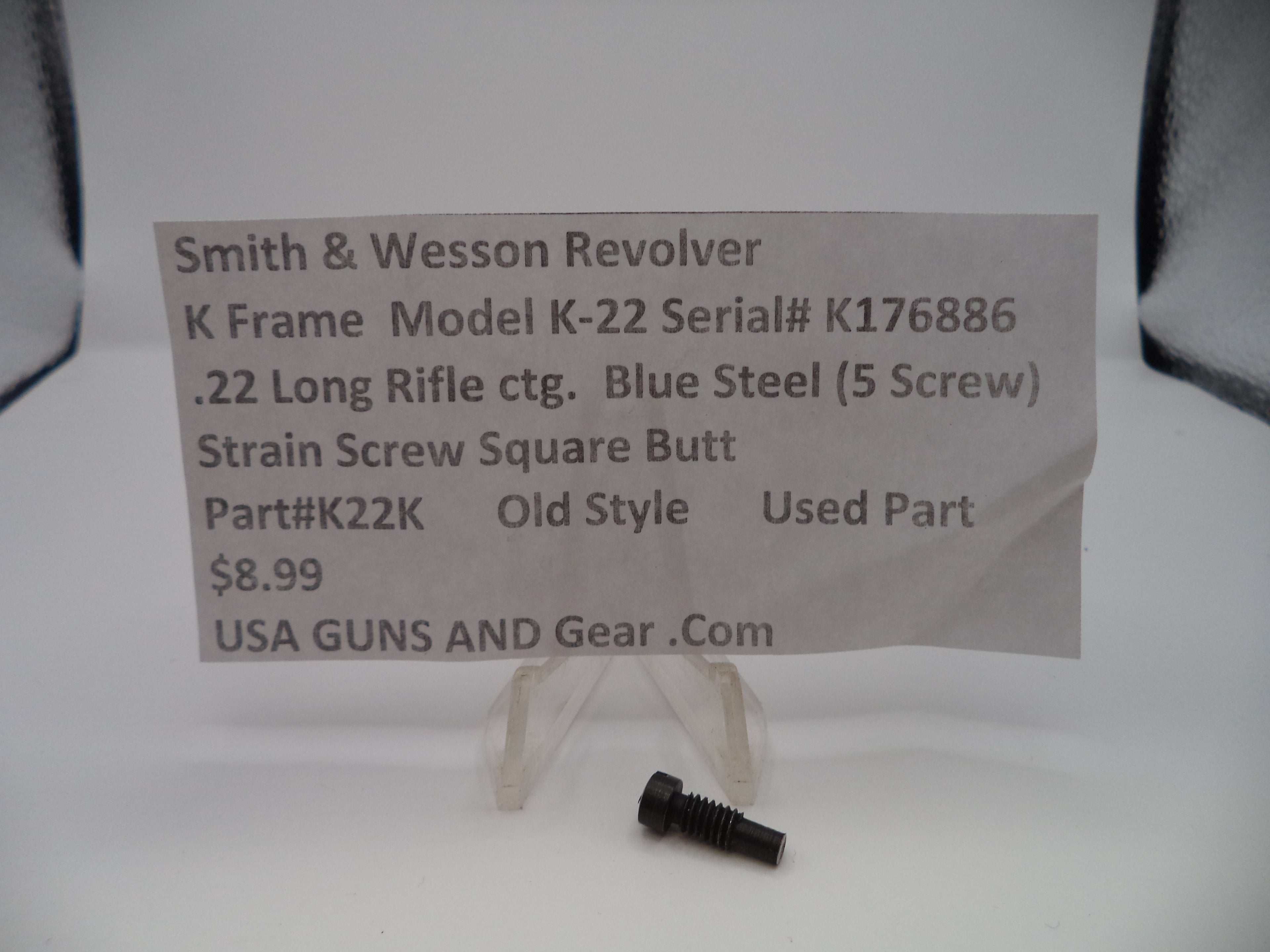 K22K S&W K Frame Model K22 Strain Screw Square Butt .22 Long Rifle