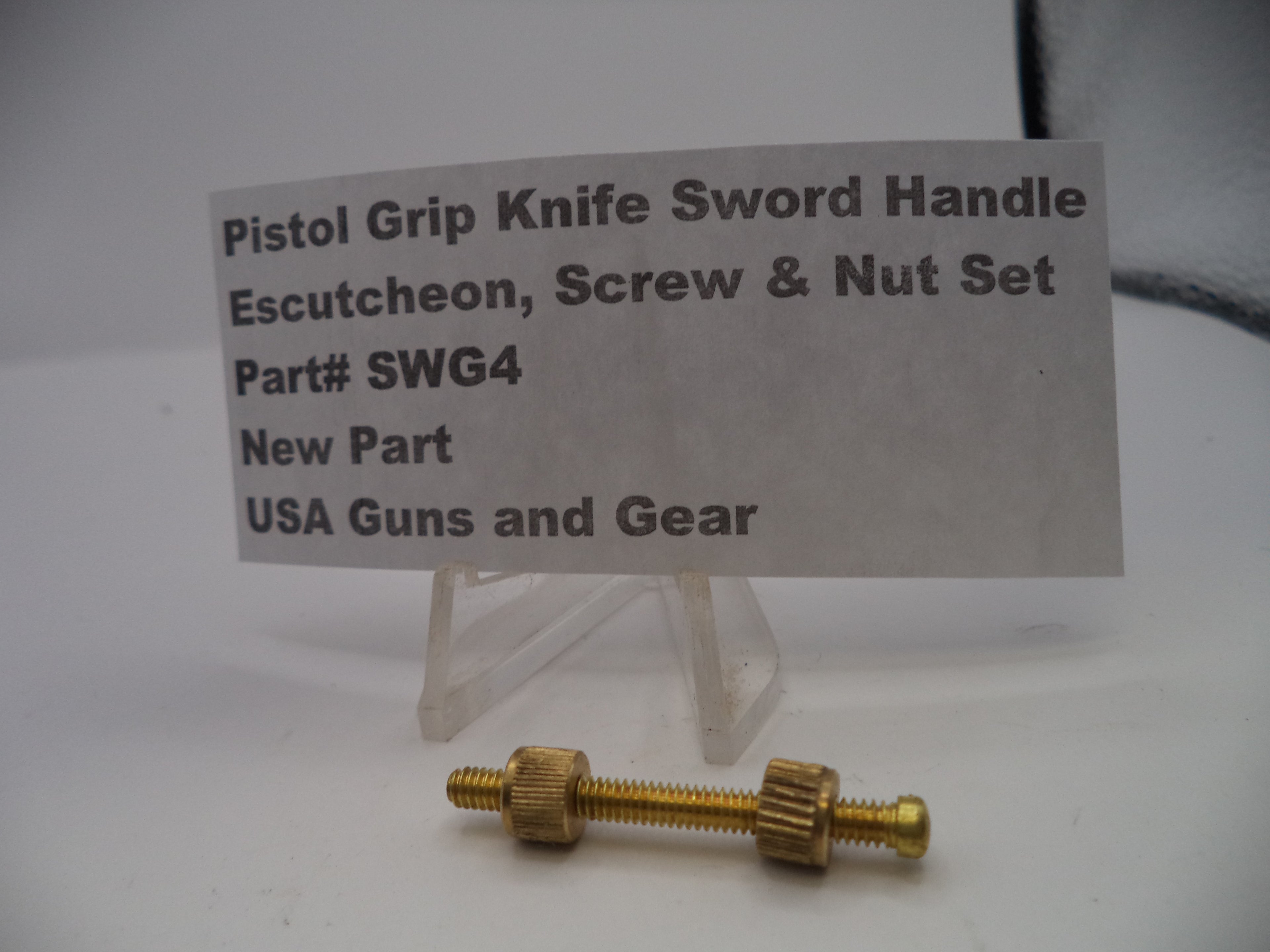 Brass Grip Screw, Nut & Escutcheon Set 1.25" Length 5/40 Thread for Pistol Revolver Knife Sword Handle SWG4