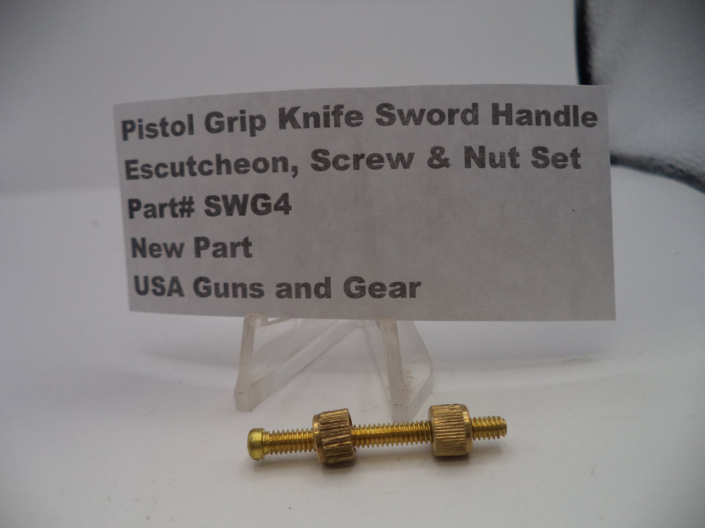 Brass Grip Screw, Nut & Escutcheon Set 1.25" Length 5/40 Thread for Pistol Revolver Knife Sword Handle SWG4