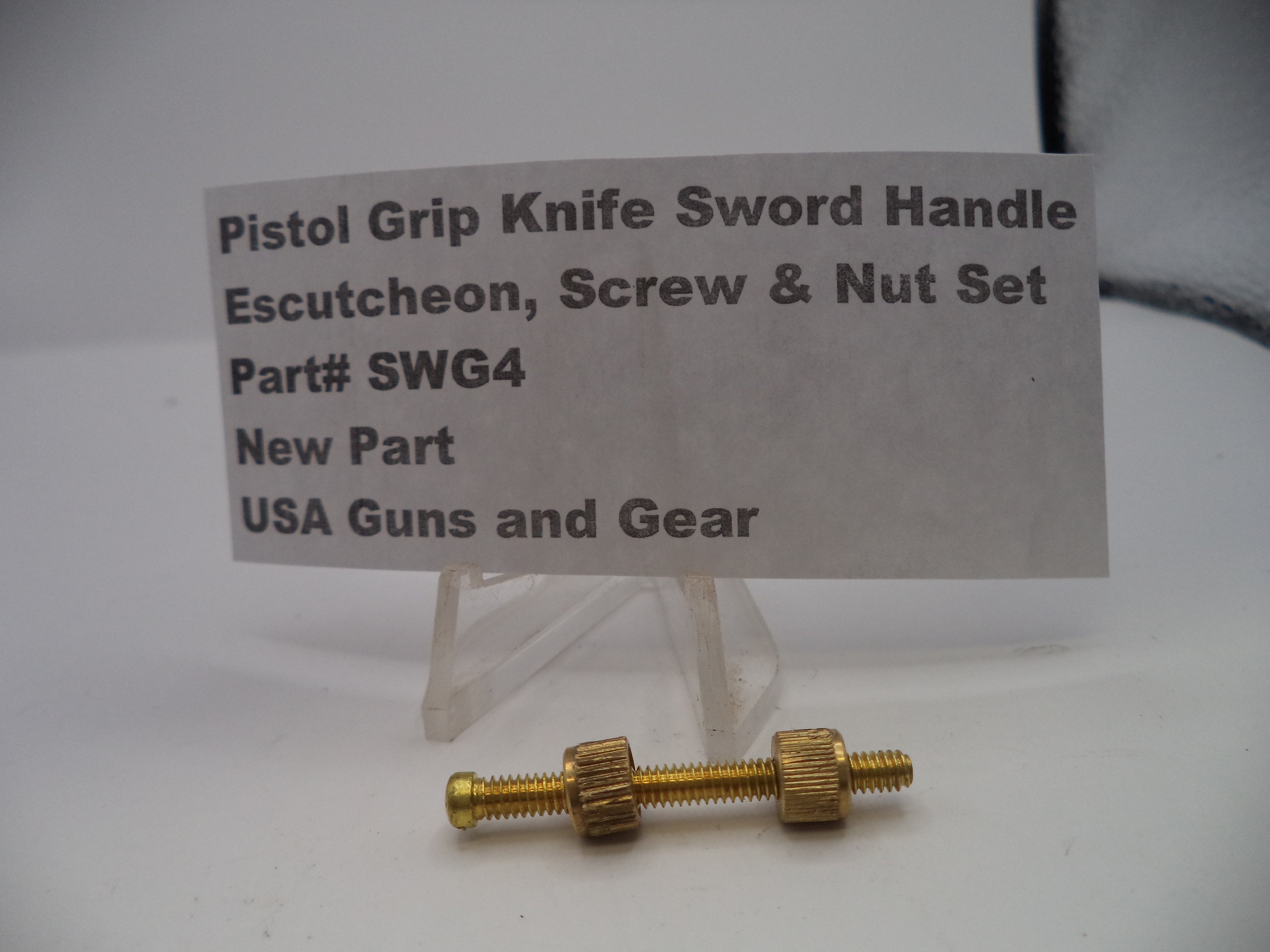 Brass Grip Screw, Nut & Escutcheon Set 1.25" Length 5/40 Thread for Pistol Revolver Knife Sword Handle SWG4
