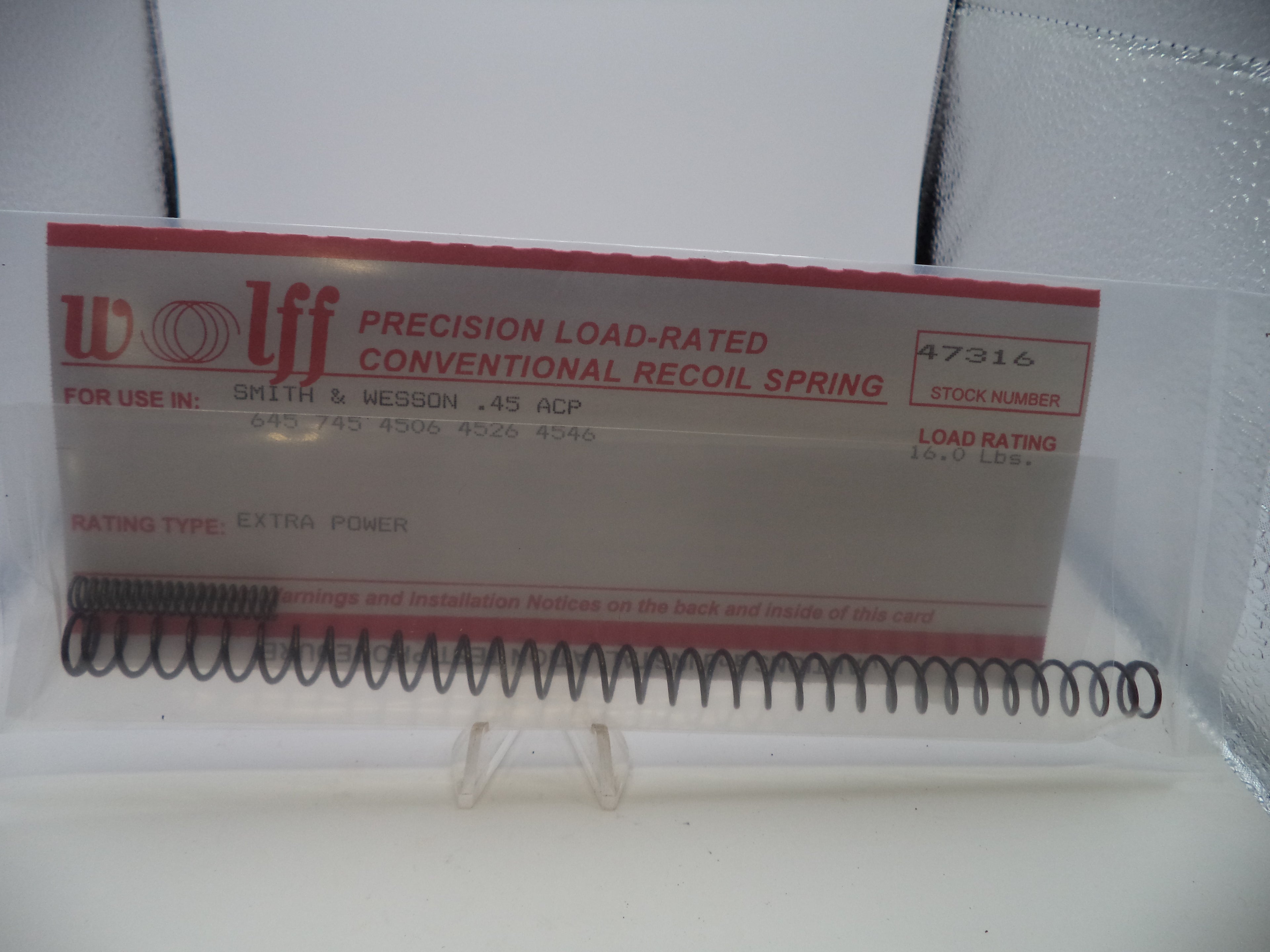 Wolff Extra Power Recoil Spring for S&W 645/745/4506 .45 ACP - 16 LB | Part 47316