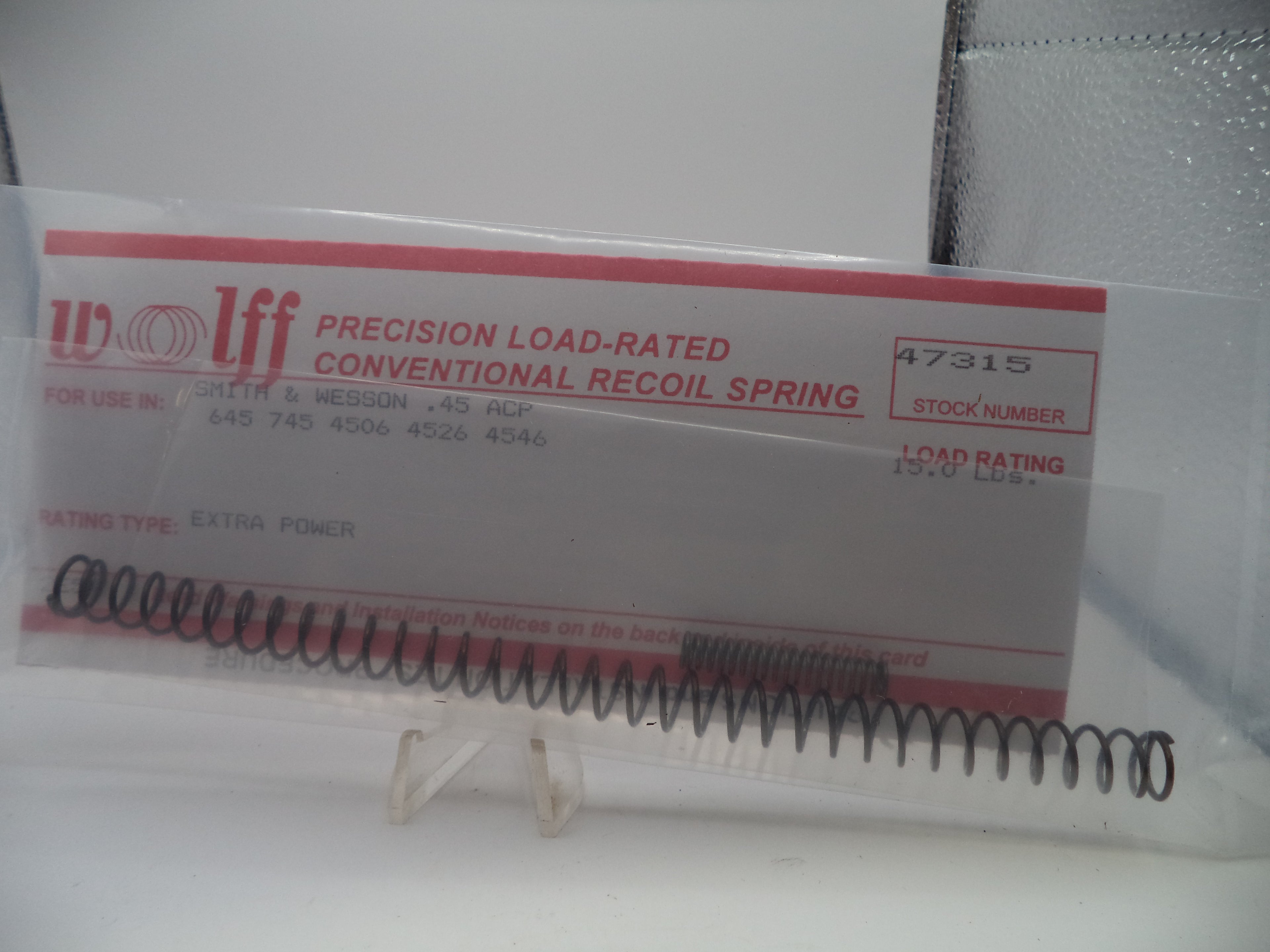 Wolff Recoil Spring for S&W Pistols - 15 LB | 645/745/4506/4526/4546 .45 ACP | Part 47315