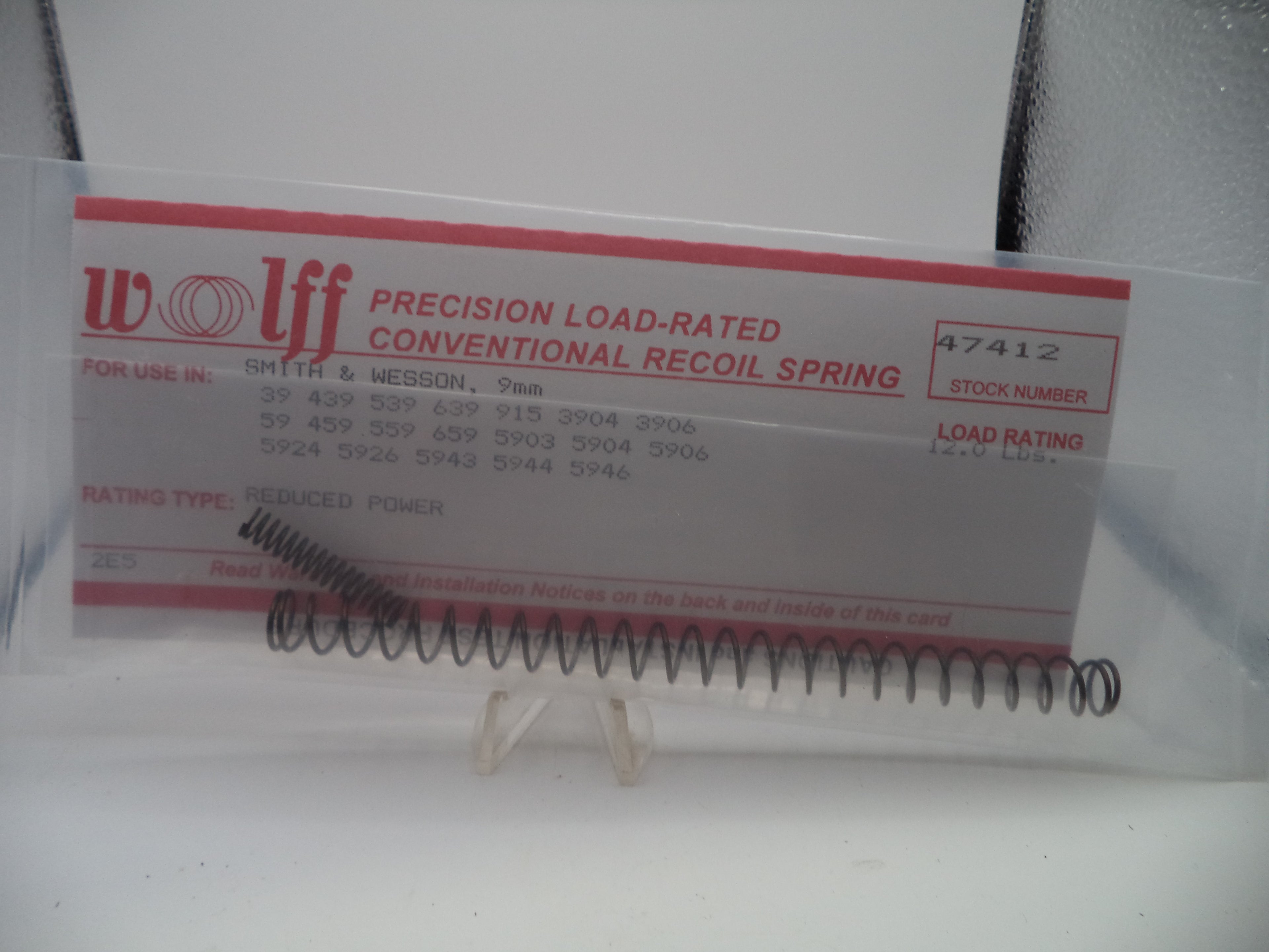 Wolff 47412 RP Recoil Spring 12LB - S&W Model 5904 3904 9mm