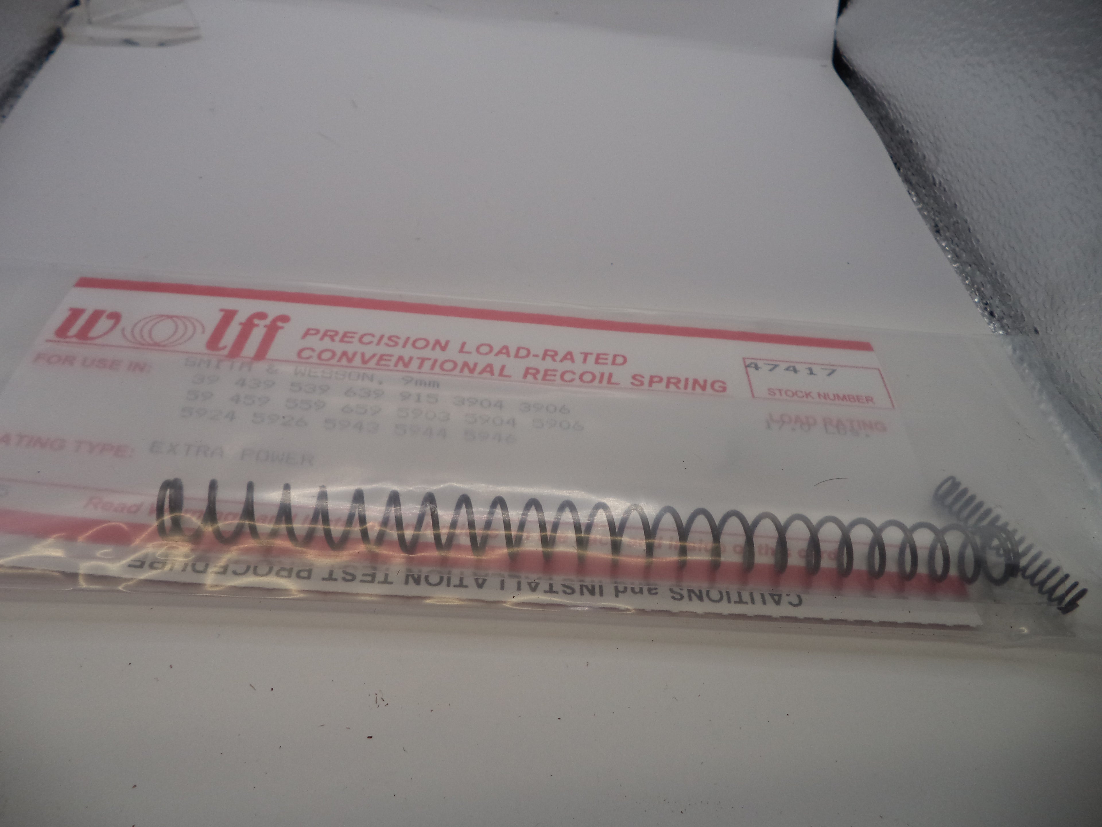 Wolff Extra Power Recoil Spring 17LB for S&W 3904/5904 Series 9mm 47417