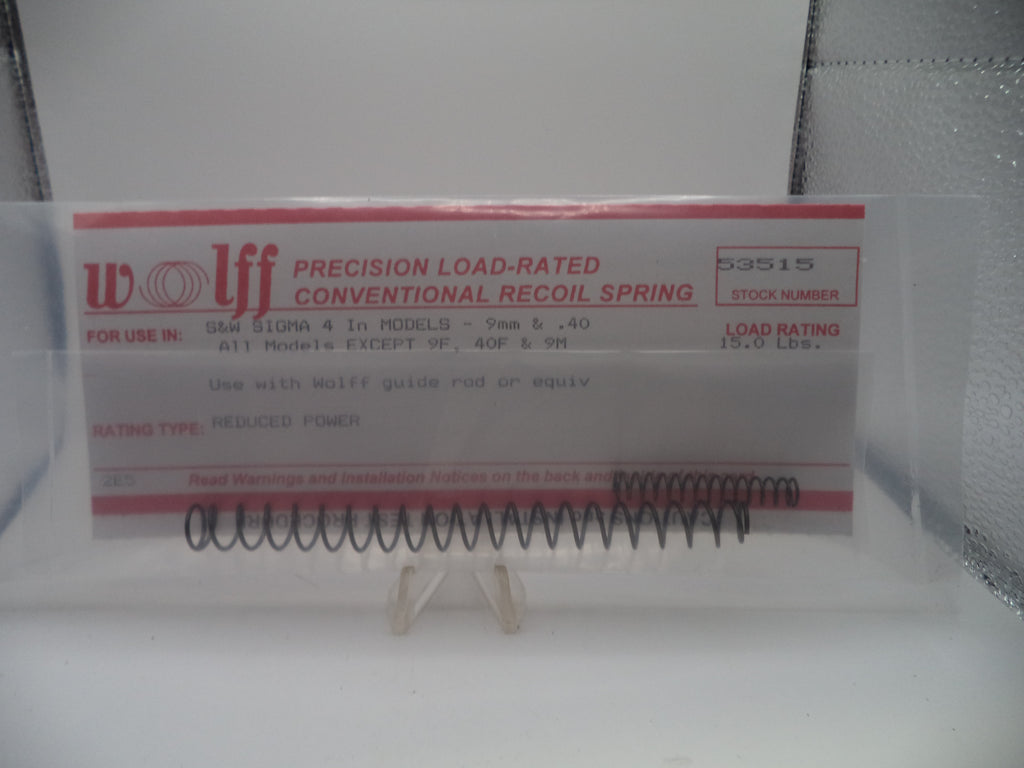 Wolff Reduced Power Recoil Spring 15LB for S&W Sigma 4" 9mm/.40 S&W 53515