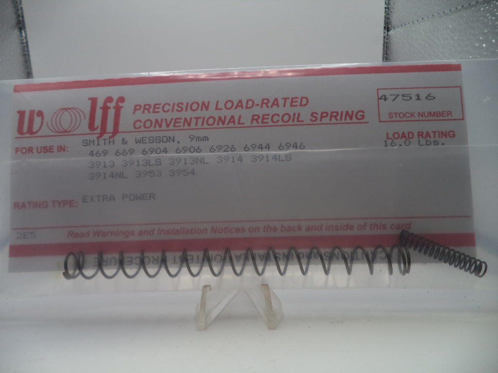 Wolff Extra Power Recoil Spring 16LB for S&W 469/669/908/3913/3914/6904/6906 Compact 9mm 47516