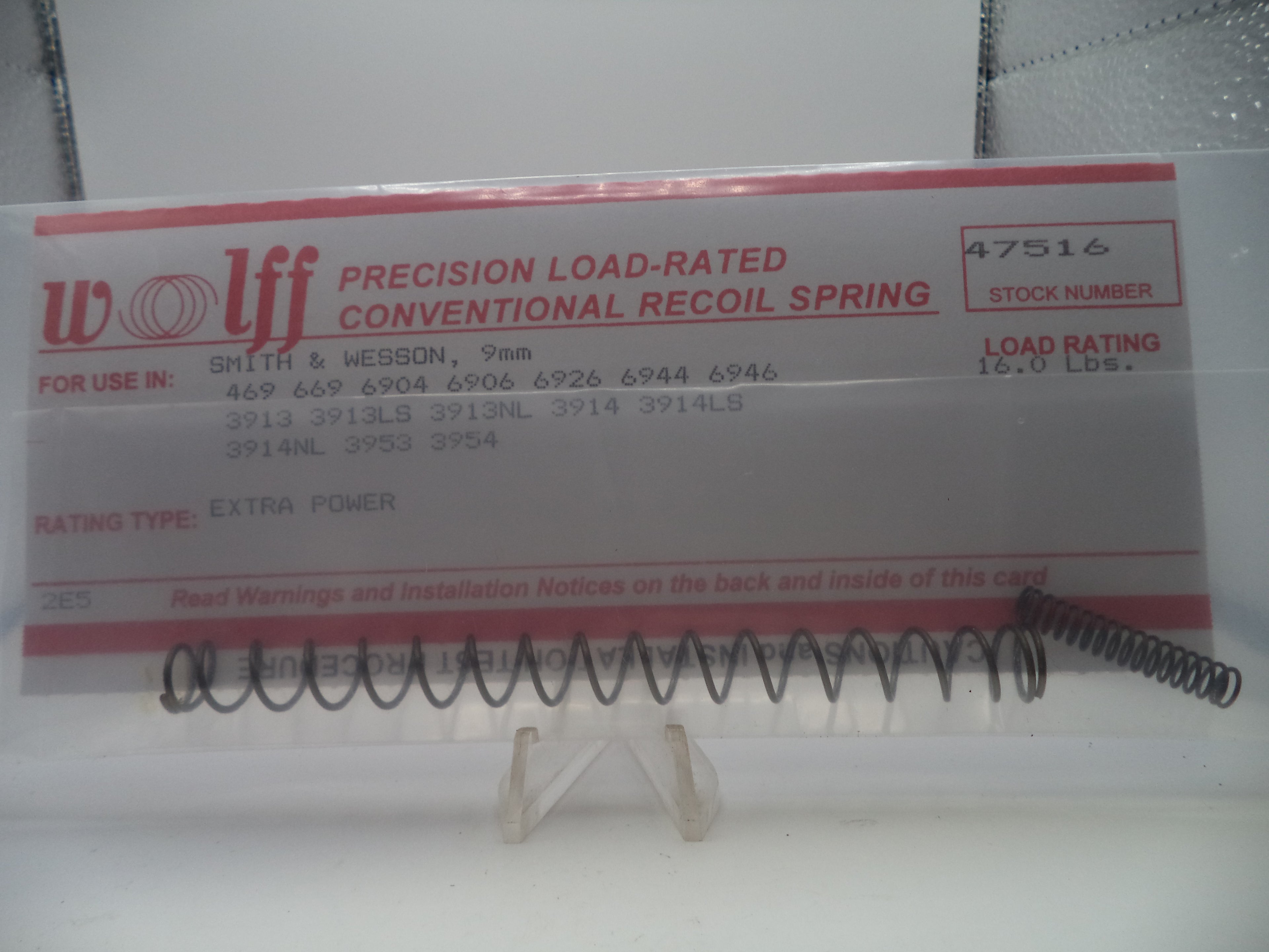Wolff Extra Power Recoil Spring 16LB for S&W 469/669/908/3913/3914/6904/6906 Compact 9mm 47516