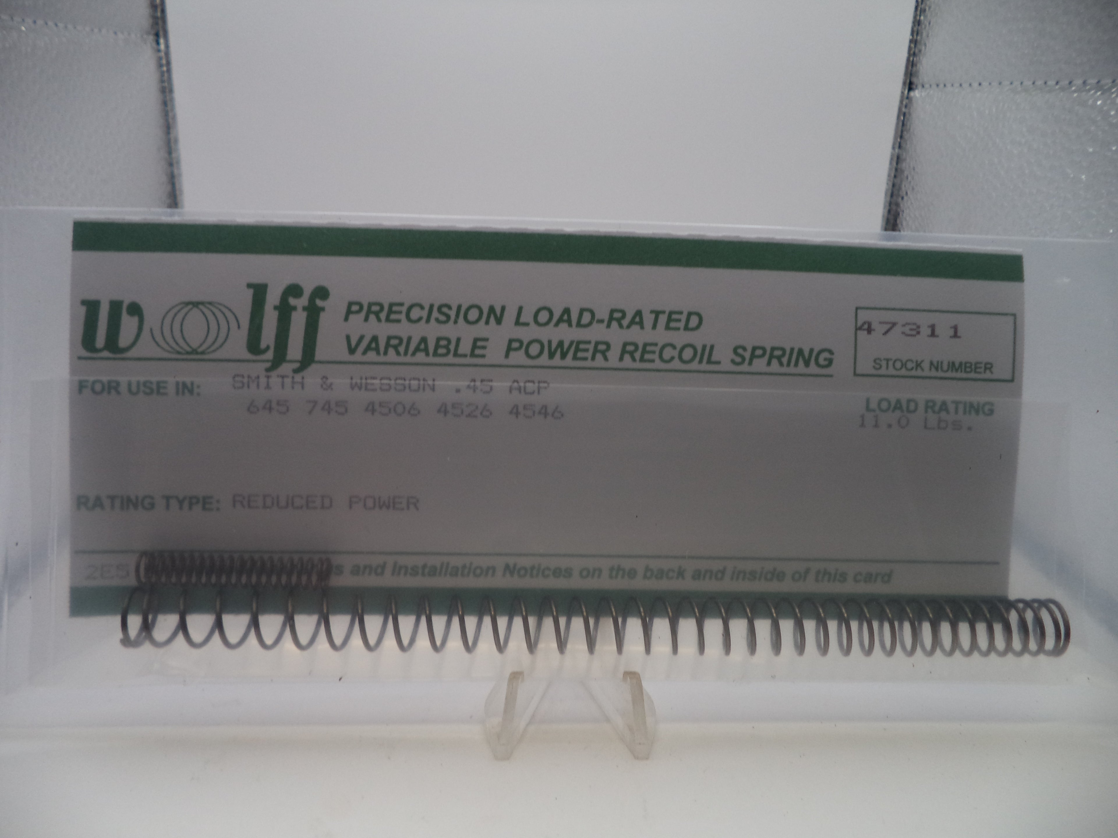 Wolff Reduced Power Variable Recoil Spring 11LB for S&W 645/745/4506/4526/4546 .45 ACP 47311