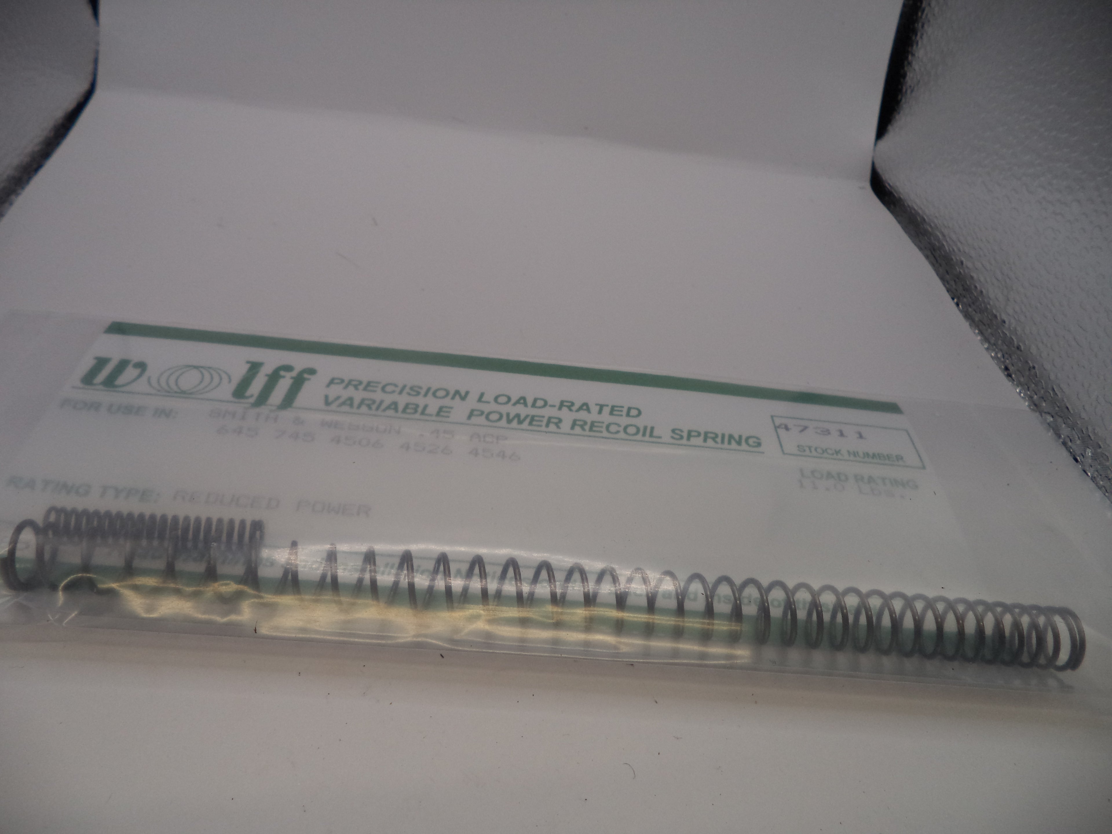 Wolff Reduced Power Variable Recoil Spring 11LB for S&W 645/745/4506/4526/4546 .45 ACP 47311