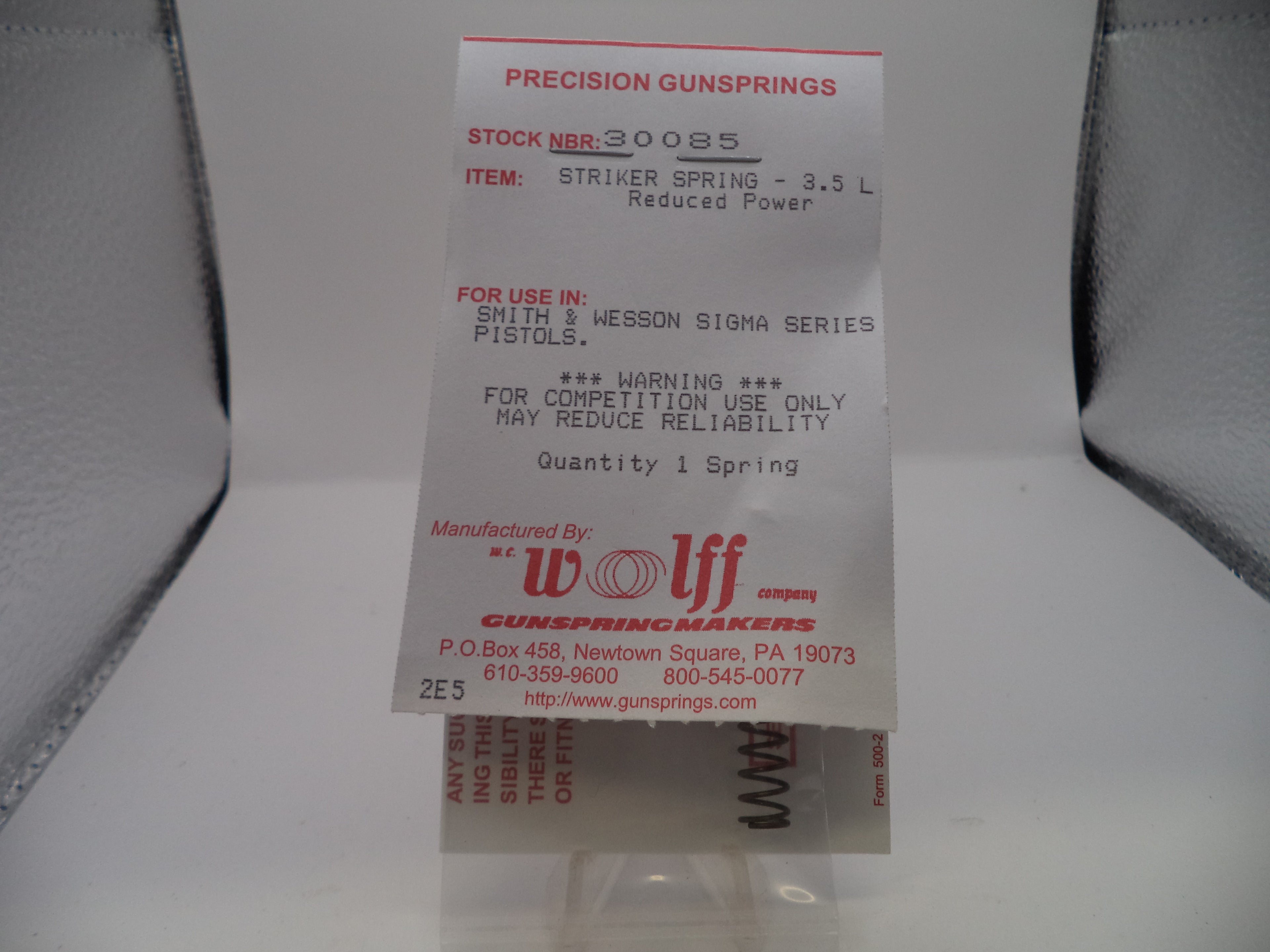 Wolff Reduced Power Striker Spring for S&W Sigma Series - 3.5 LB | Part 30085