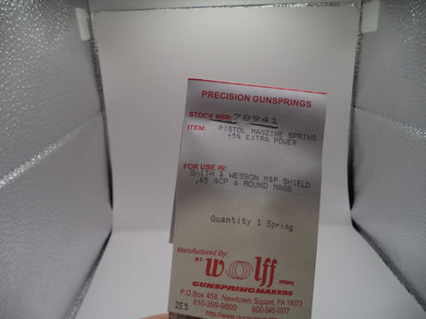 78941 Wolff for S&W SHIELD .45, 6 Rnd +5% XP MAGAZINE SPRING