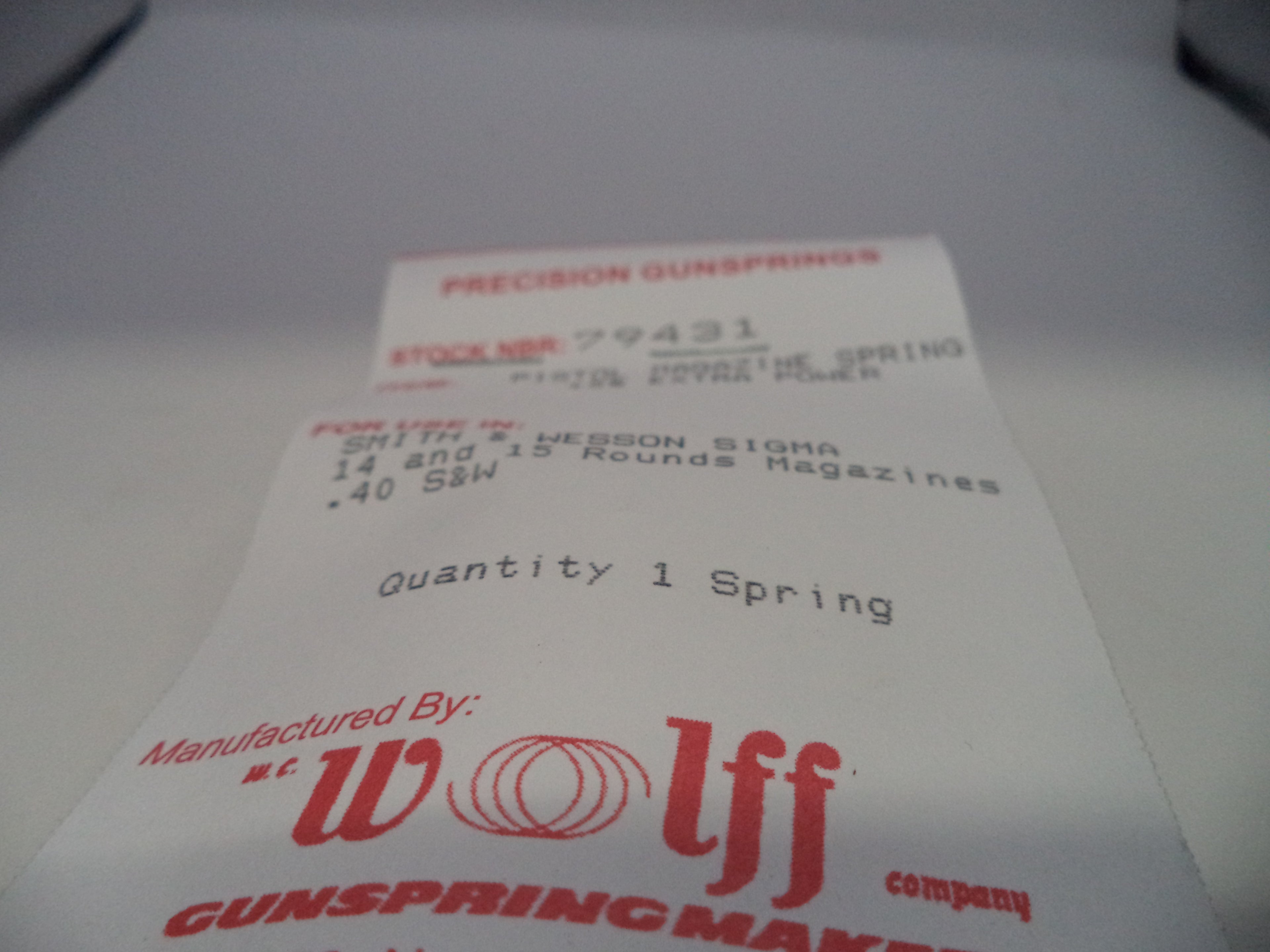 Wolff S&W Sigma VE/F Magazine Spring Extra Power .40 S&W - 79431