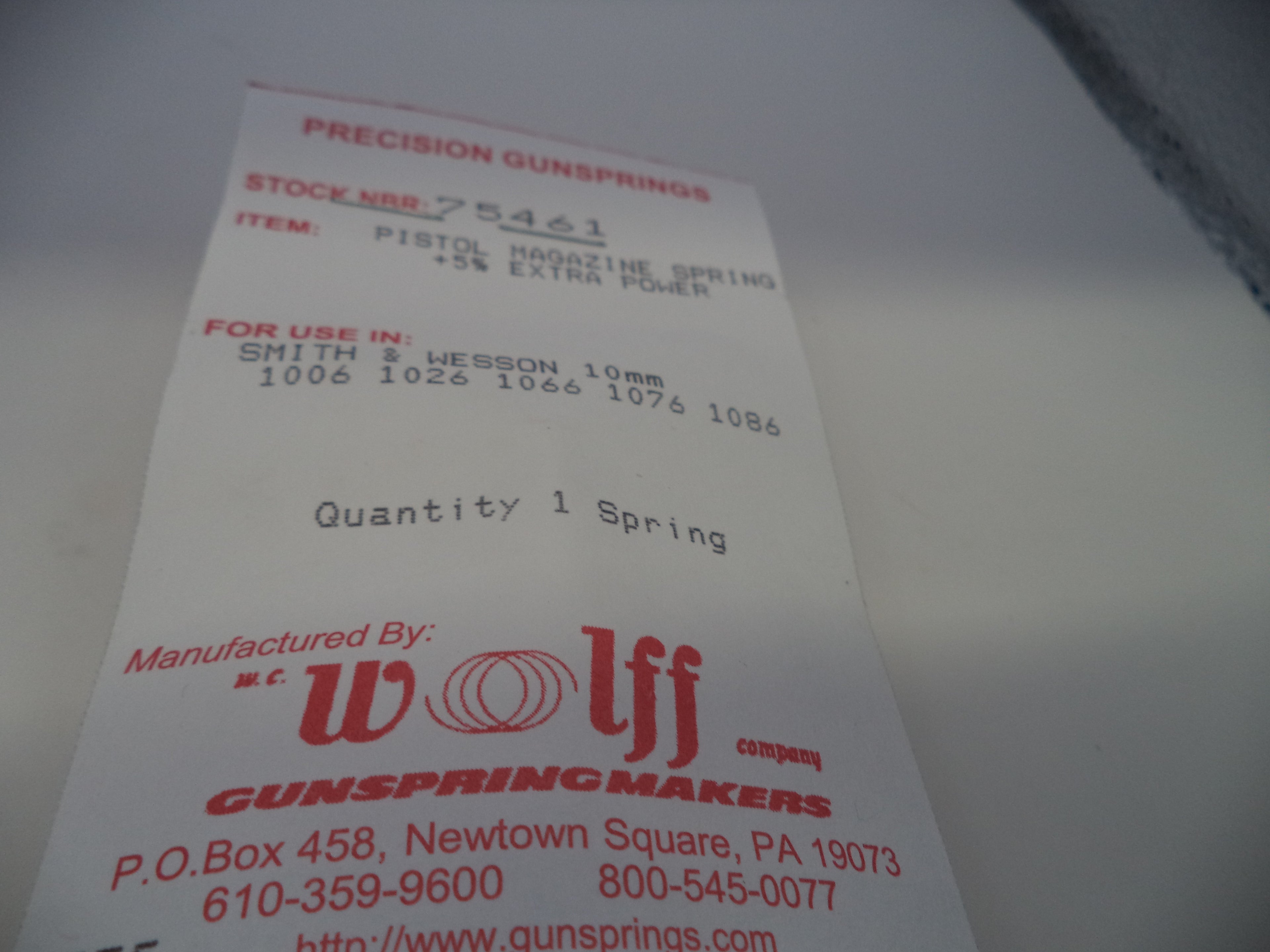 Wolff XP Magazine Spring +5% for S&W 1006/1076 10mm - 75461