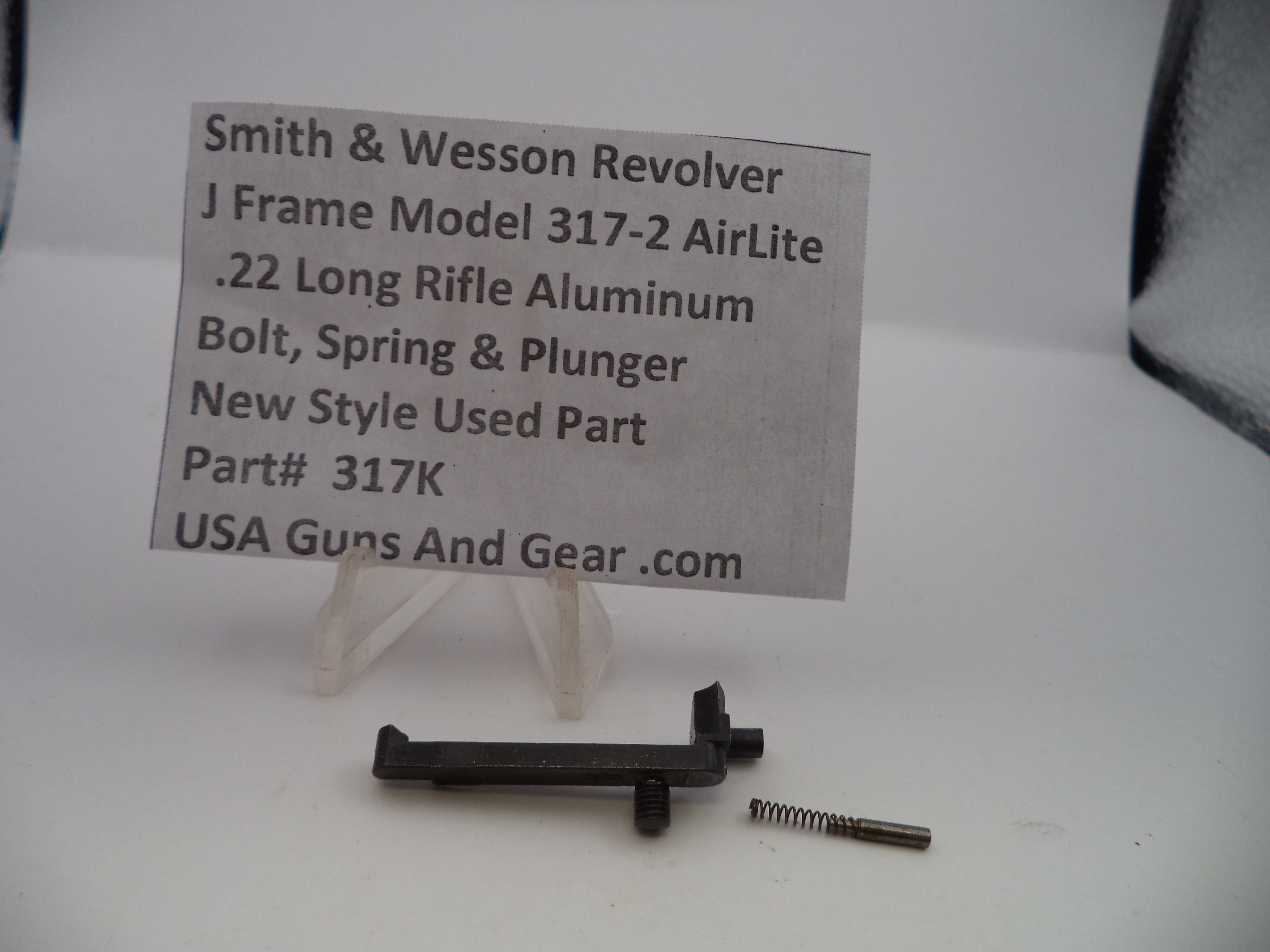 S&W J Frame Model 317-2 AirLite Bolt, Spring & Plunger .22 LR – Part# 317K