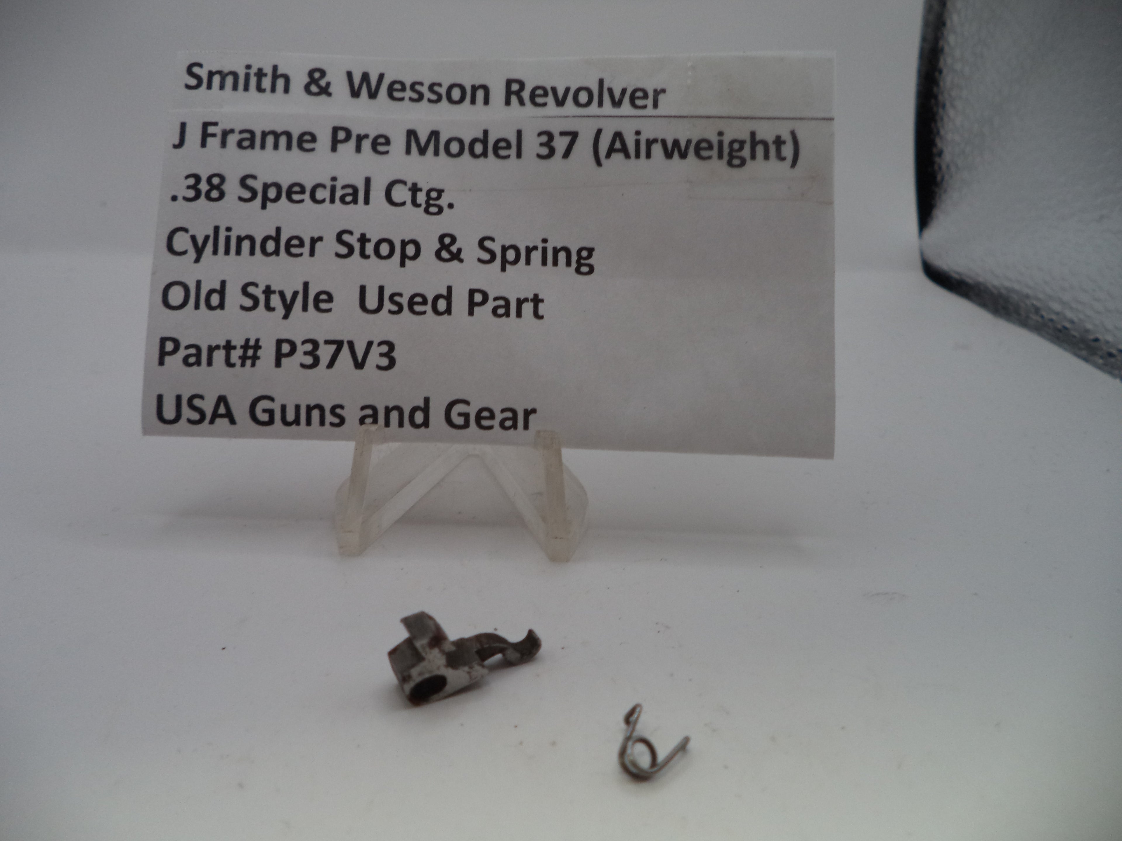 P37V3 S&W J Frame Pre Model 37 (Airweight) Cylinder Stop & Spring .38 Special ctg.
