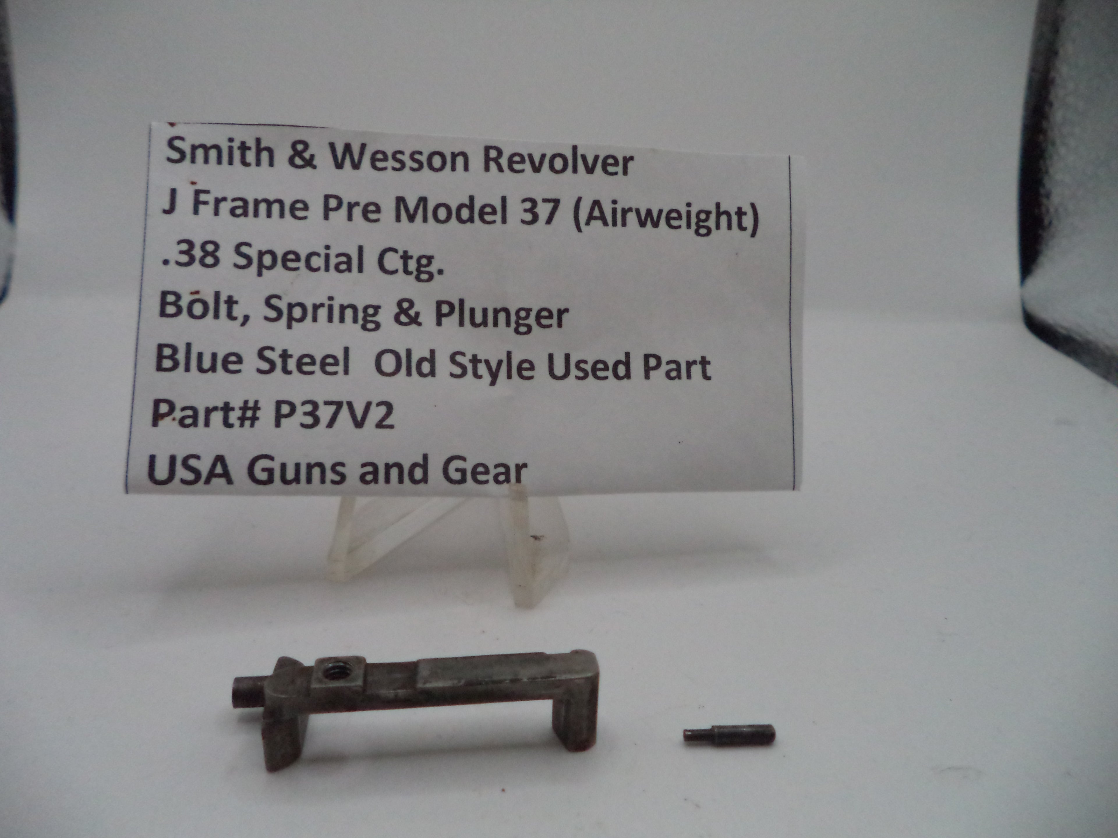 P37V2 S&W J Frame Pre Model 37 (Airweight) Bolt, Spring & Plunger .38 Special ctg.