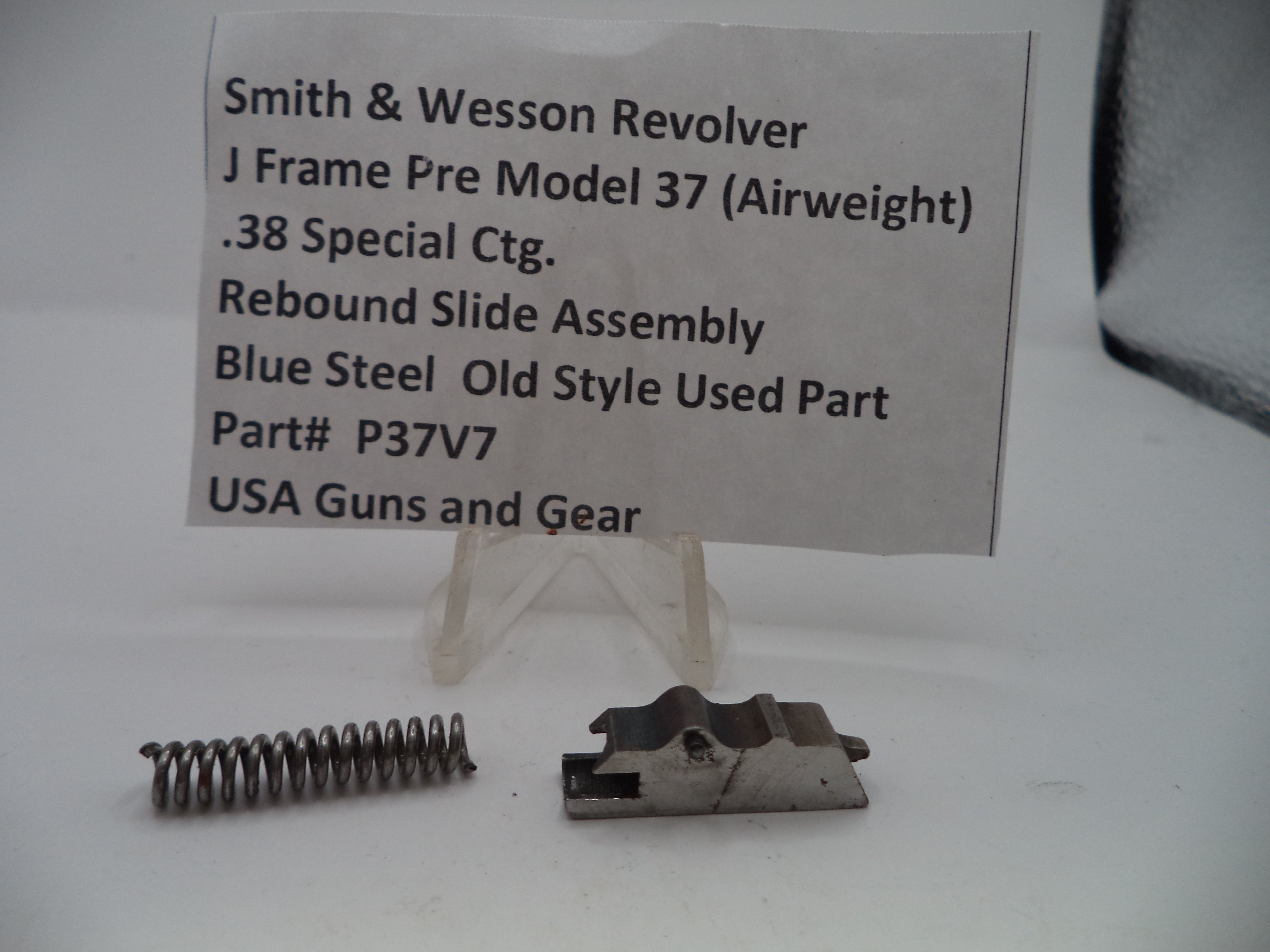 P37V7 S&W J Frame Pre Model 37 (Airweight) Rebound Slide Assembly .38 Special ctg.