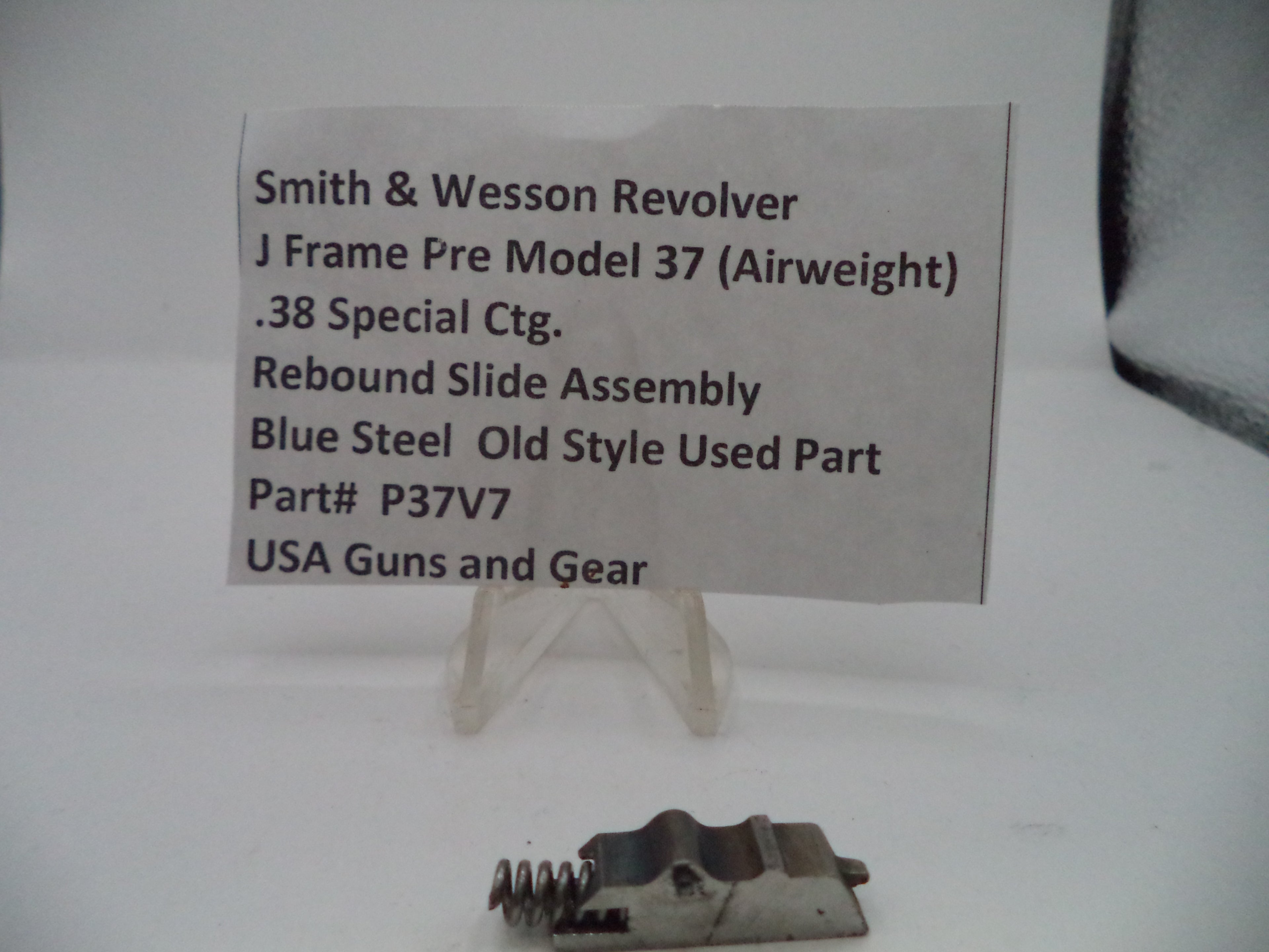 P37V7 S&W J Frame Pre Model 37 (Airweight) Rebound Slide Assembly .38 Special ctg.