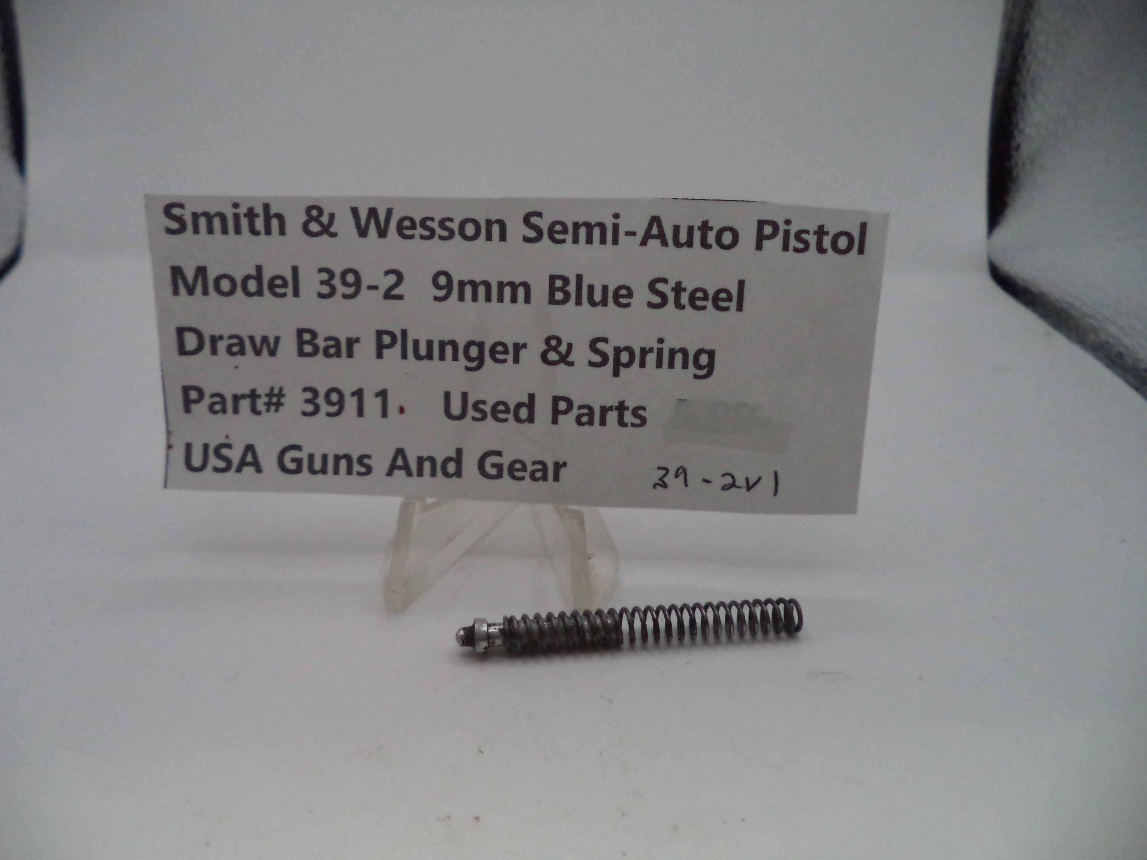 3911 Smith & Wesson Pistol Model 39-2  9mm Draw Bar Plunger & Spring