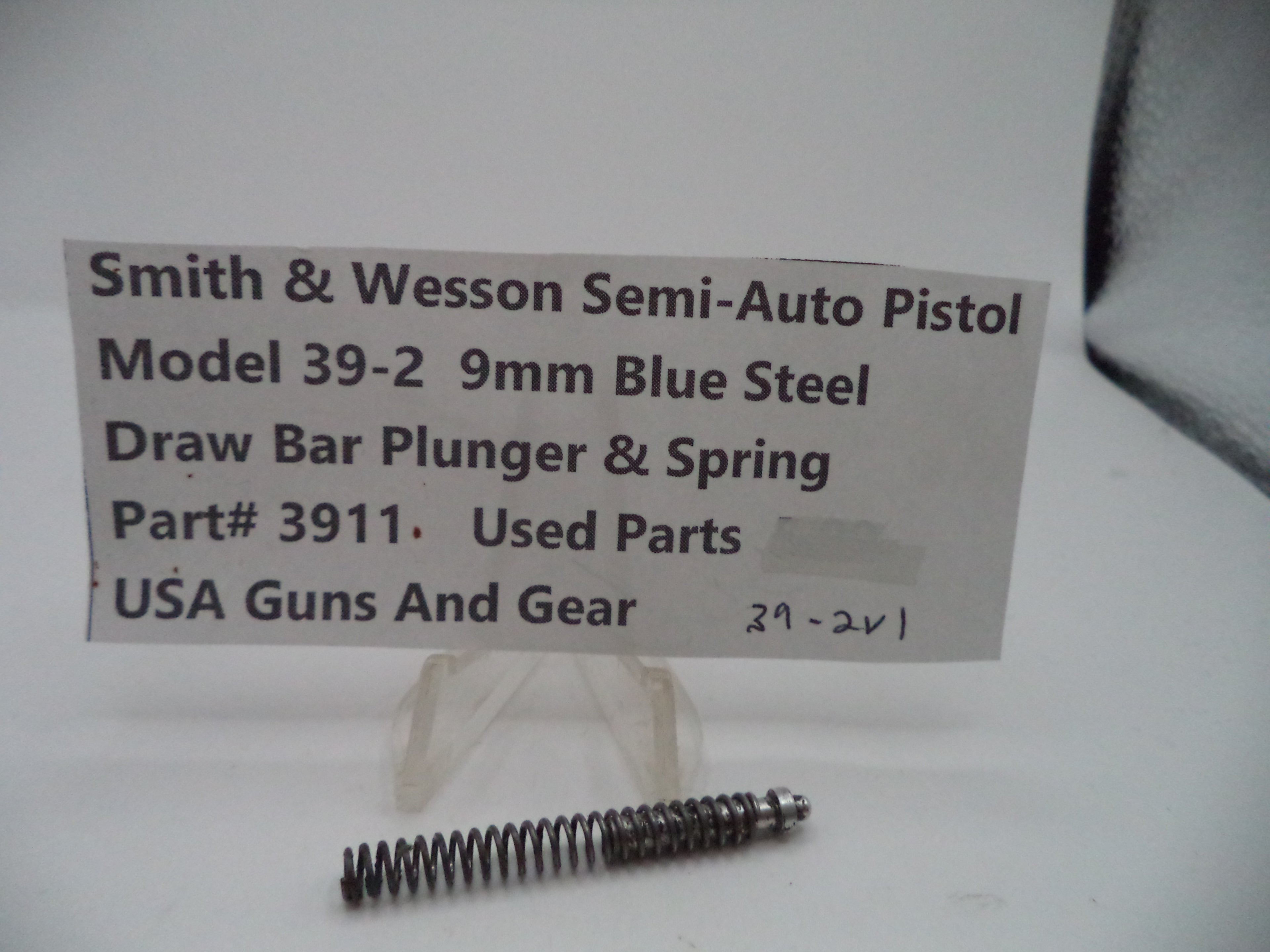 3911 Smith & Wesson Pistol Model 39-2  9mm Draw Bar Plunger & Spring
