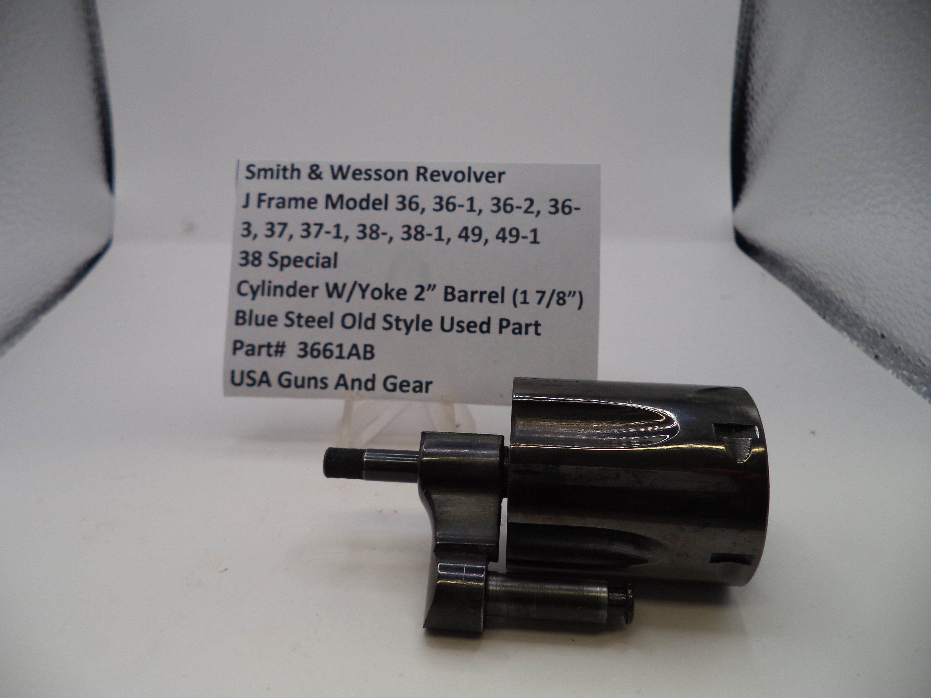 Smith & Wesson J Frame Cylinder with Yoke - Models 36/37/38/49 - 2" Barrel Blue Steel .38 Special - Used OEM Part 3661AB