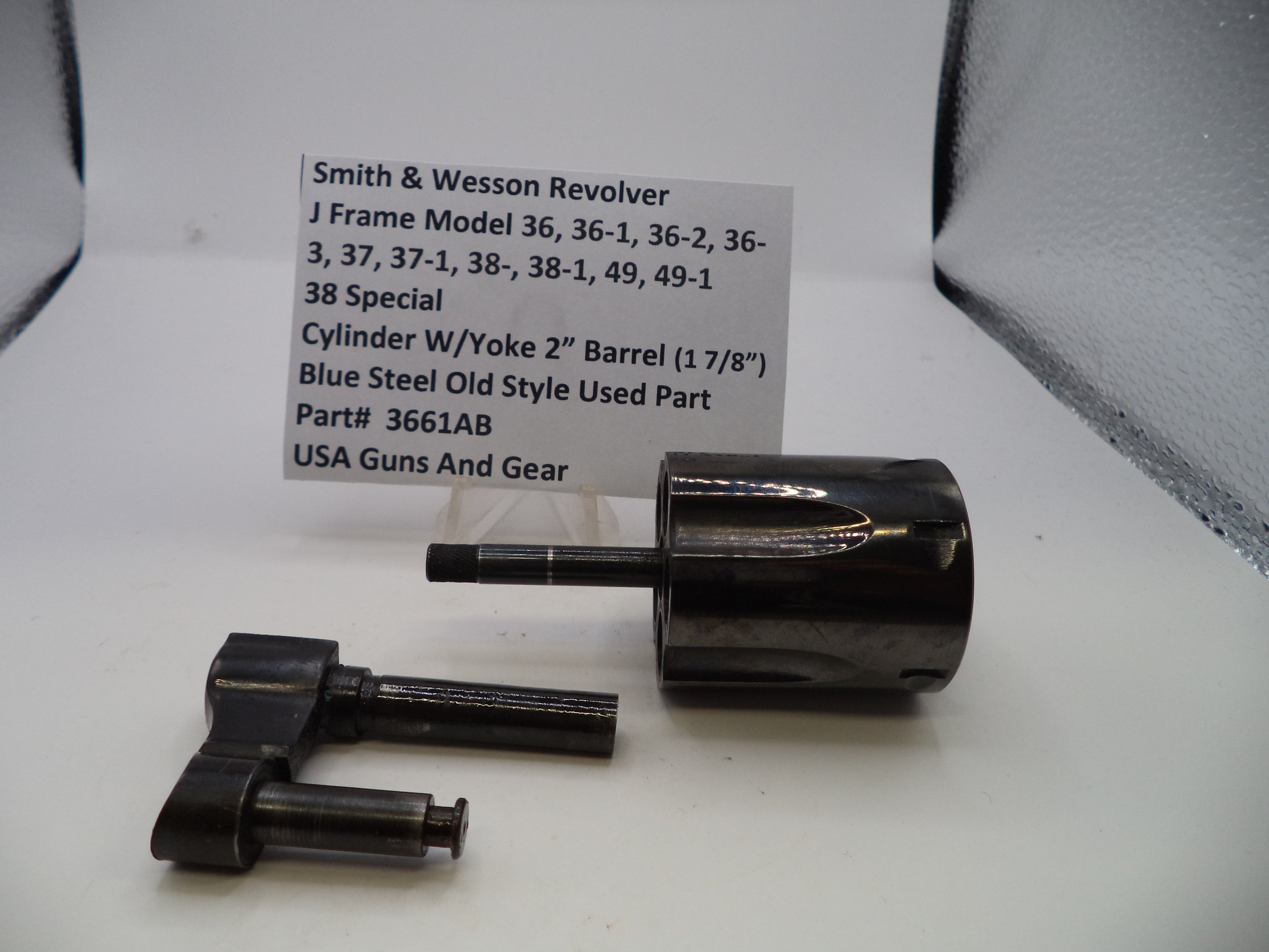 Smith & Wesson J Frame Cylinder with Yoke - Models 36/37/38/49 - 2" Barrel Blue Steel .38 Special - Used OEM Part 3661AB