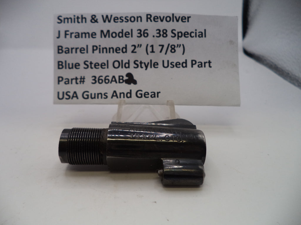 366AB2 S&W J Frame 36 Barrel Pinned  2" (1 7/8") Blue Steel .38 SPL