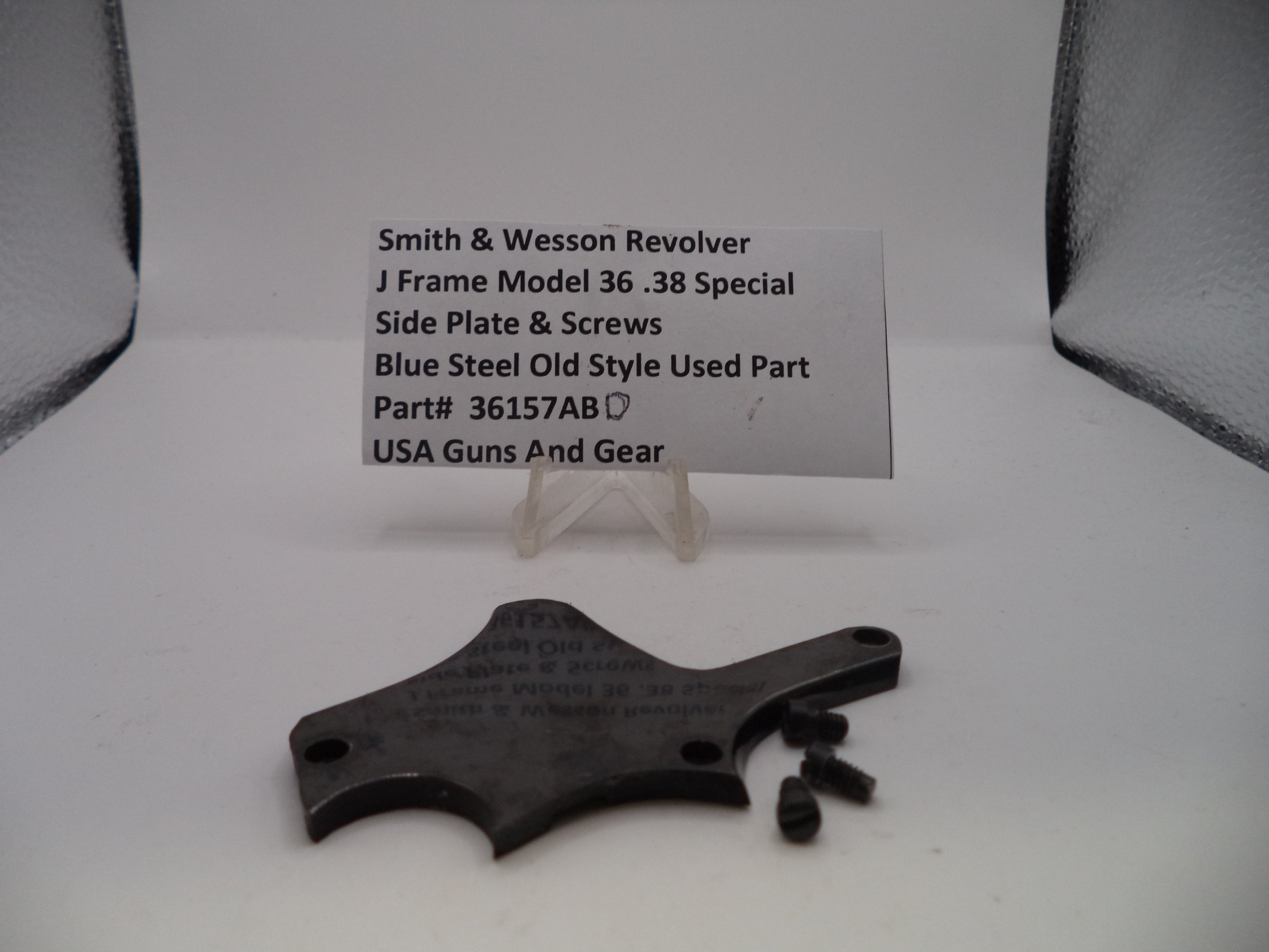 36157ABD Smith & Wesson J Frame Model 36 Side Plate & Screws Blue .38 SPL