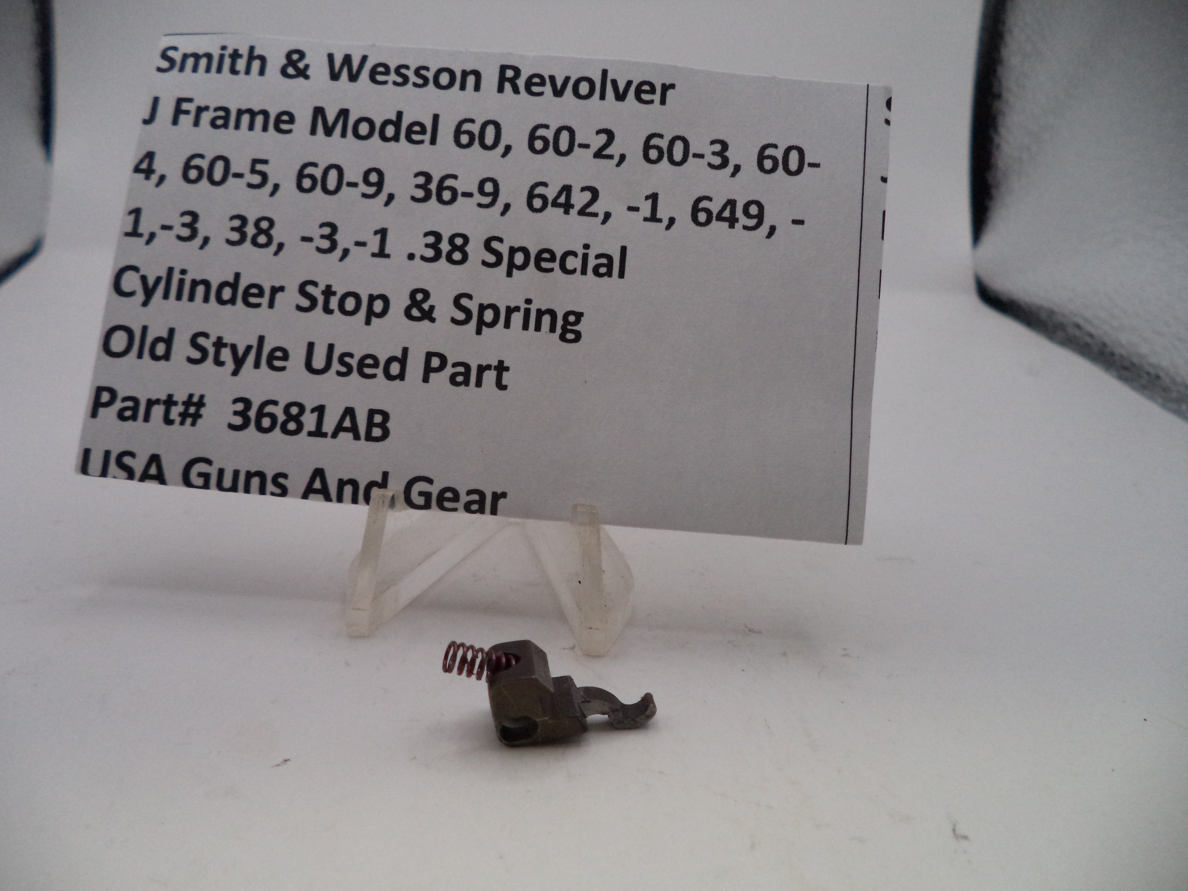 3681AB S&W J Frame Models 60,642,649 Cylinder Stop & Spring .38 SPL