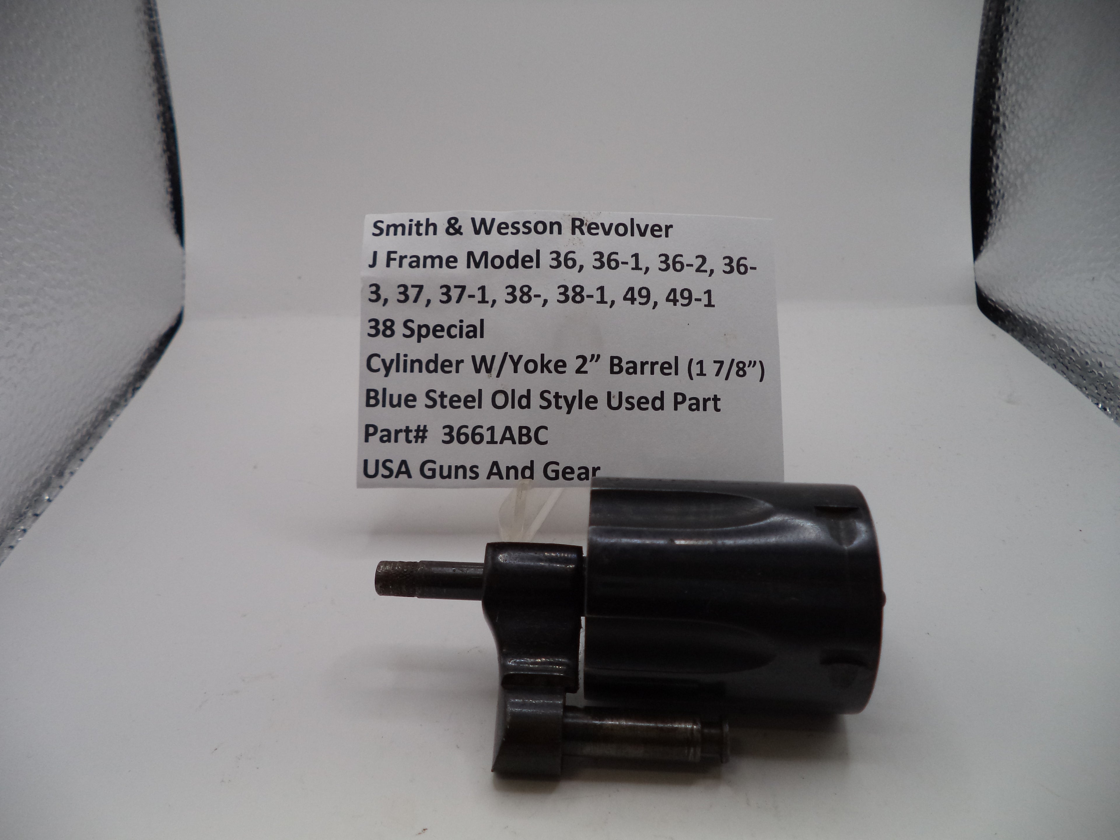 Smith & Wesson J Frame Cylinder & Yoke Assembly - Models 36/37/38/49 - 2" Barrel .38 Special - Blue Steel - Used OEM Part 3661ABC
