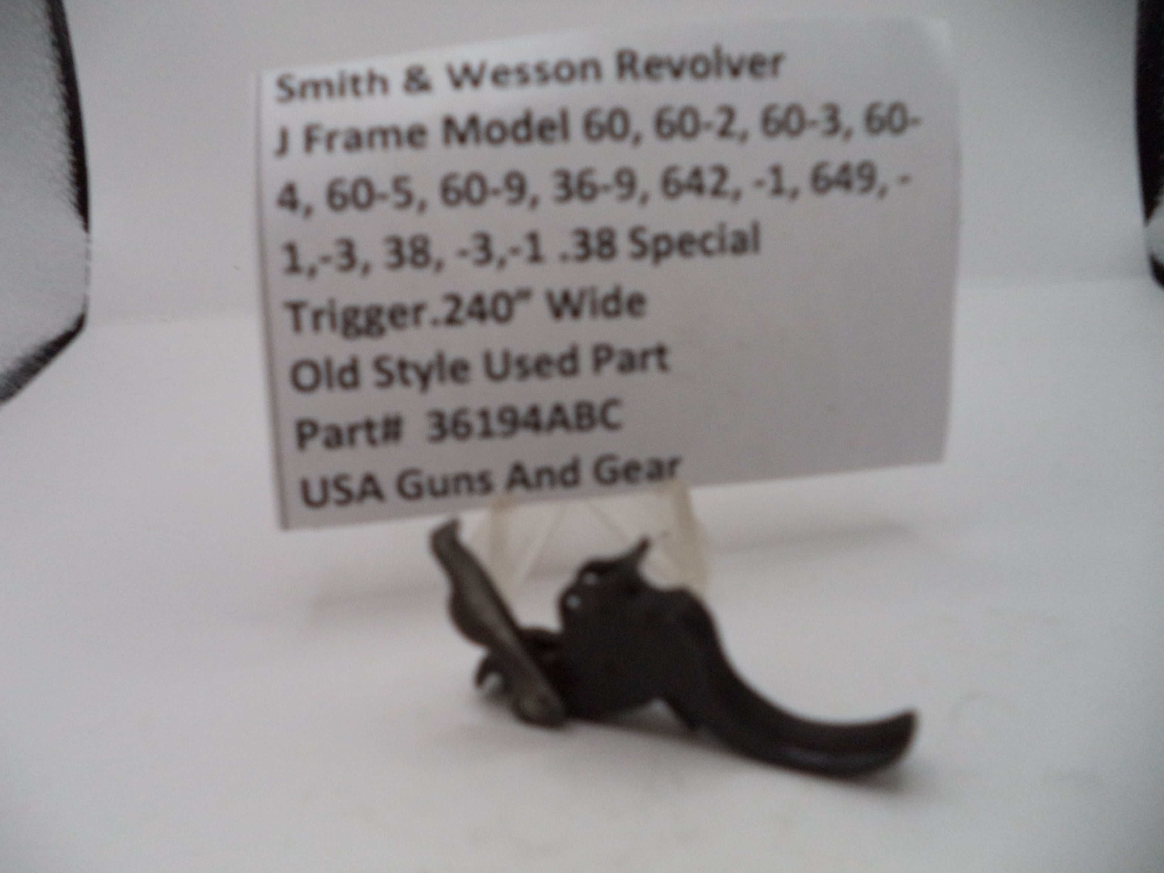 36194ABC S&W J Frame Models 60,642,649 .240" Wide Trigger .38 SPL
