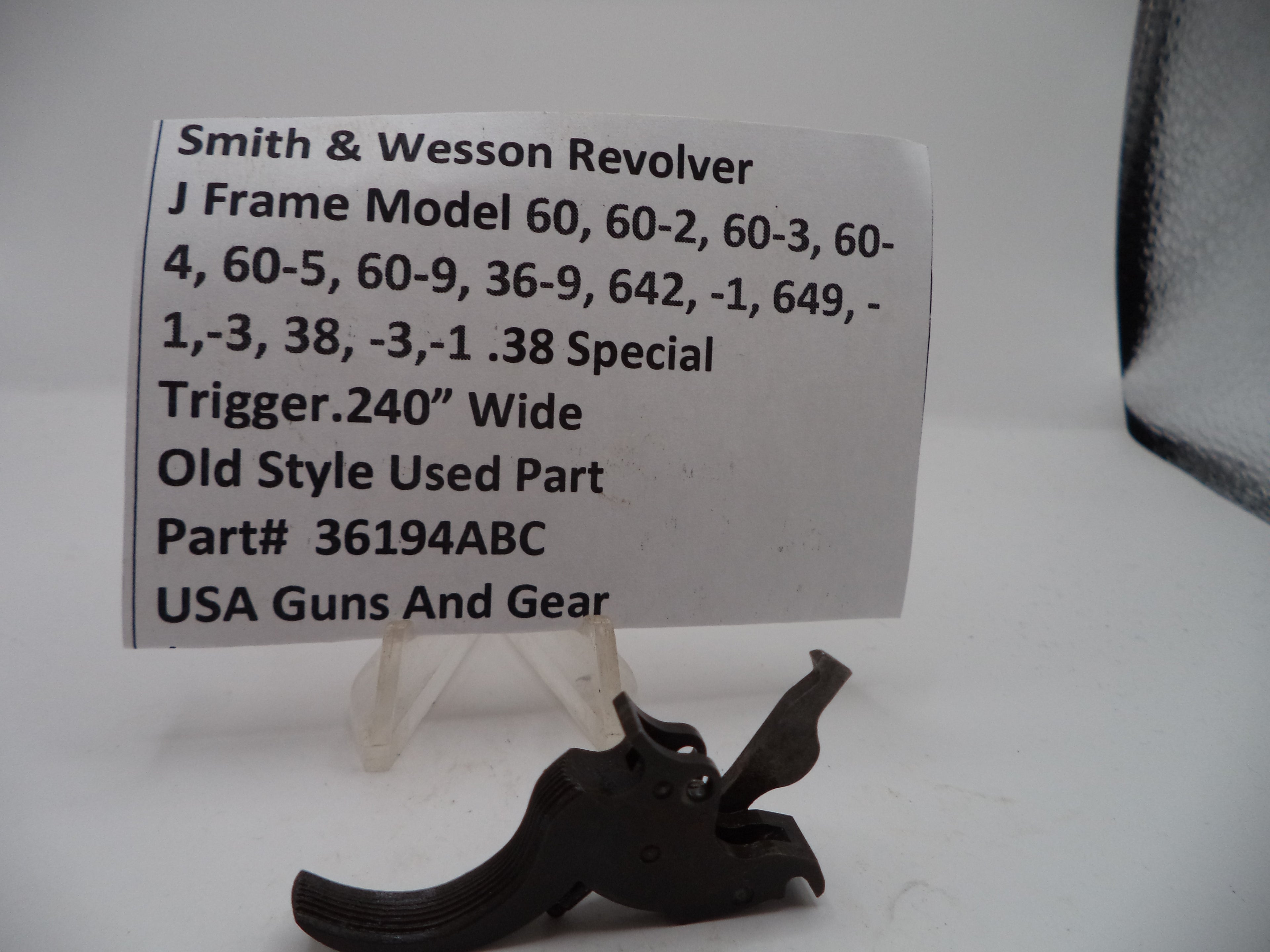 36194ABC S&W J Frame Models 60,642,649 .240" Wide Trigger .38 SPL