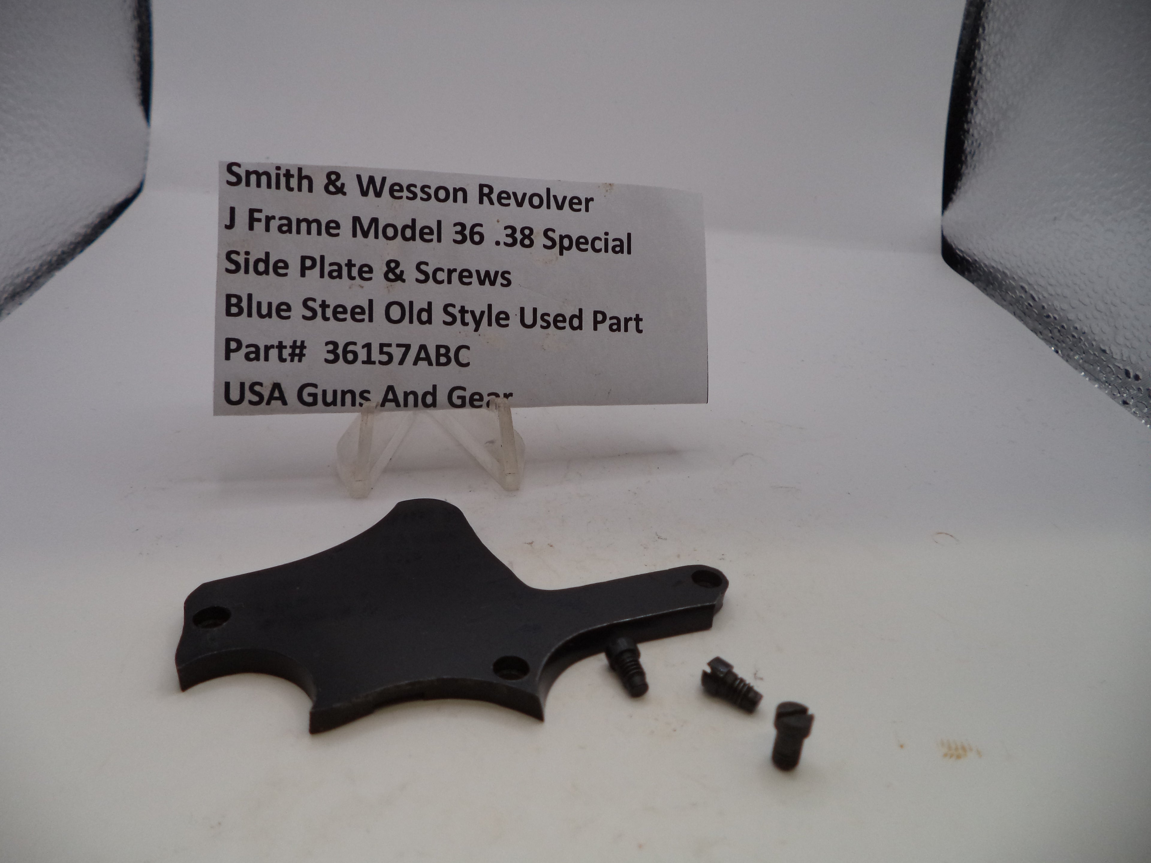 Smith & Wesson J Frame Model 36 Chief's Special Side Plate & Screws Blue Steel Used - 36157ABC