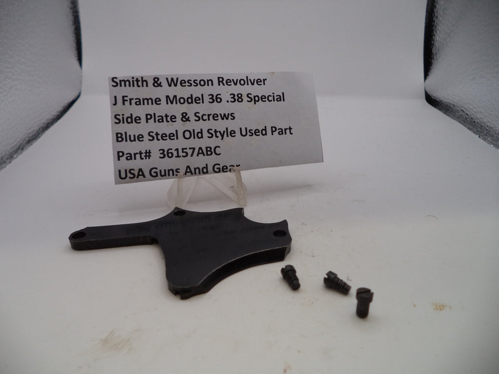 Smith & Wesson J Frame Model 36 Chief's Special Side Plate & Screws Blue Steel Used - 36157ABC