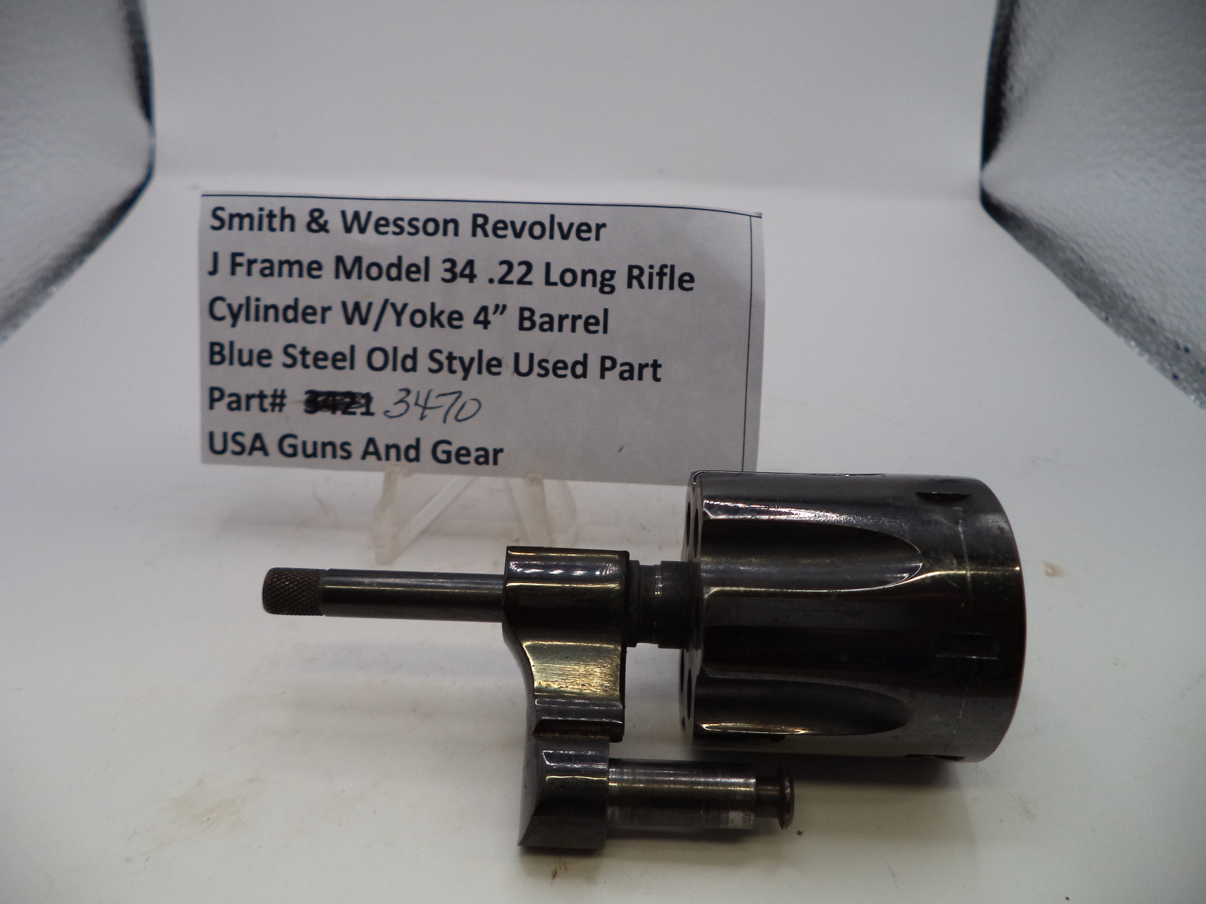 Smith & Wesson J Frame Model 34 Cylinder with Yoke - 4" Barrel Blue Steel .22 Long Rifle - Used OEM Part 3470