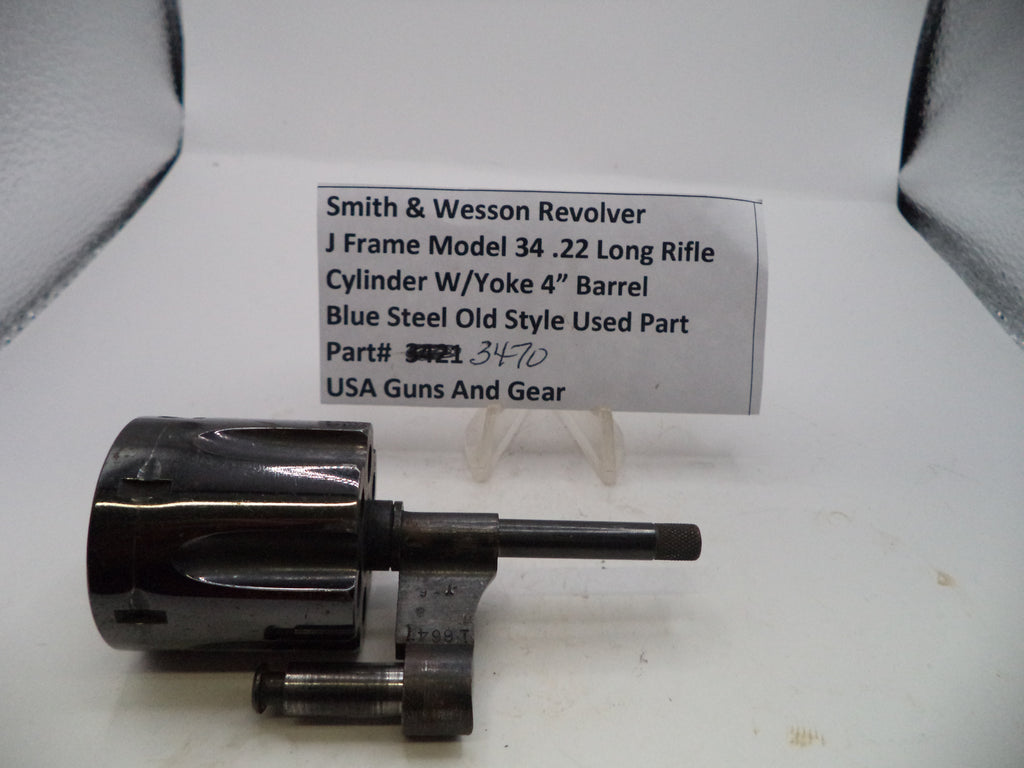 Smith & Wesson J Frame Model 34 Cylinder with Yoke - 4" Barrel Blue Steel .22 Long Rifle - Used OEM Part 3470