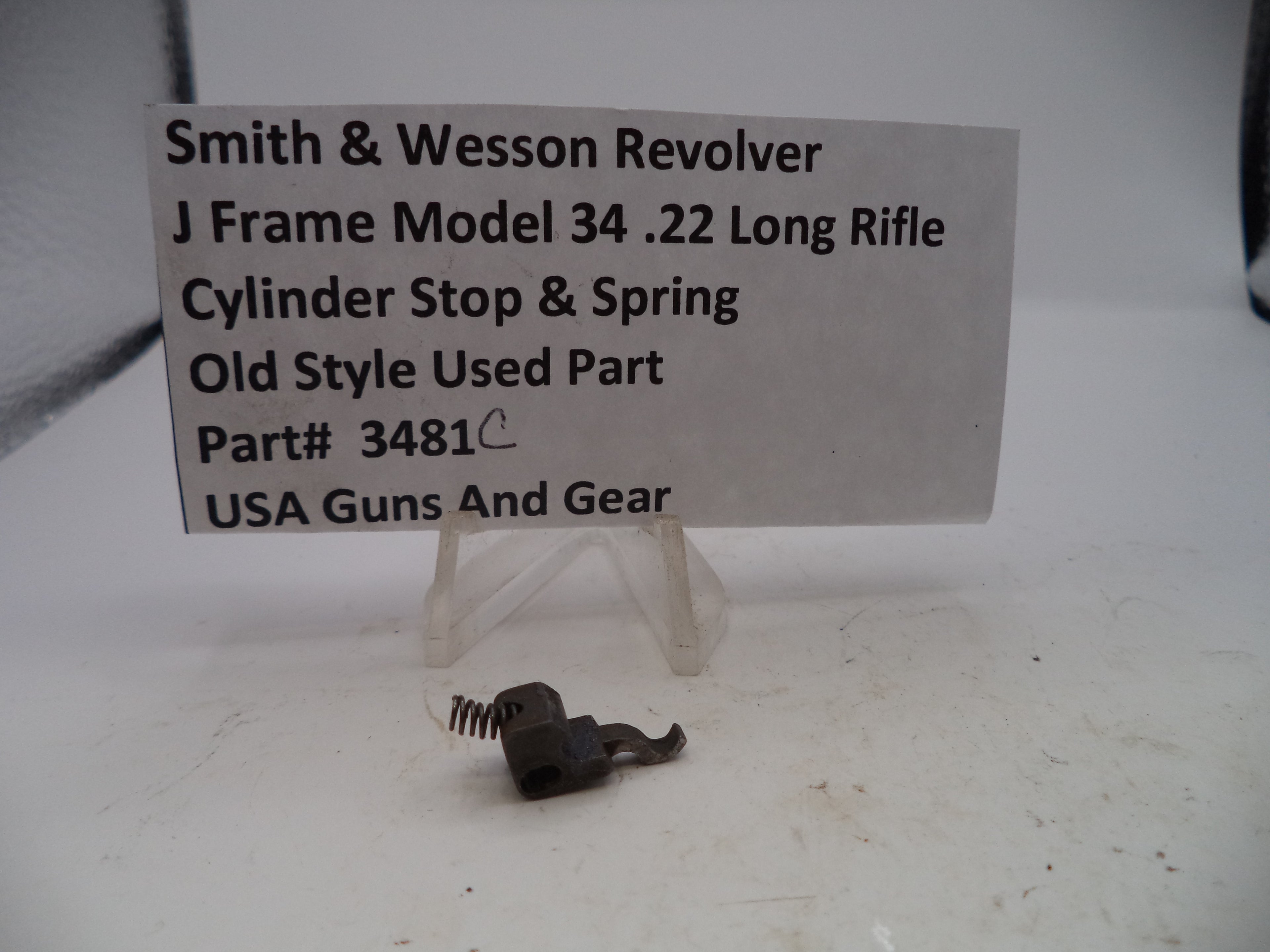 S&W J Frame Model 34 Cylinder Stop & Spring .22 Long Rifle 3481C